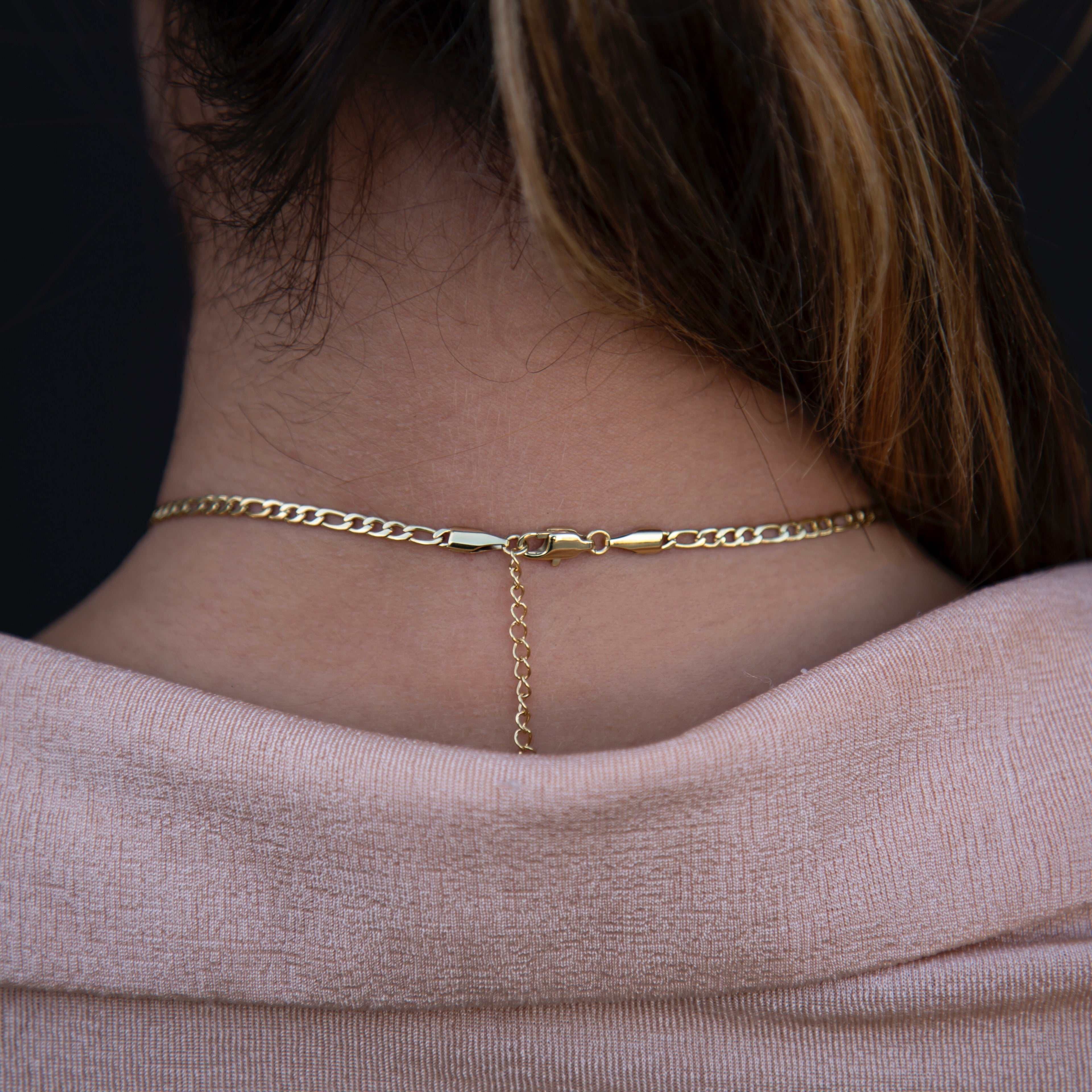 GLD PROMO SETS - WOMEN Micro Figaro Link Necklace in Yellow Gold