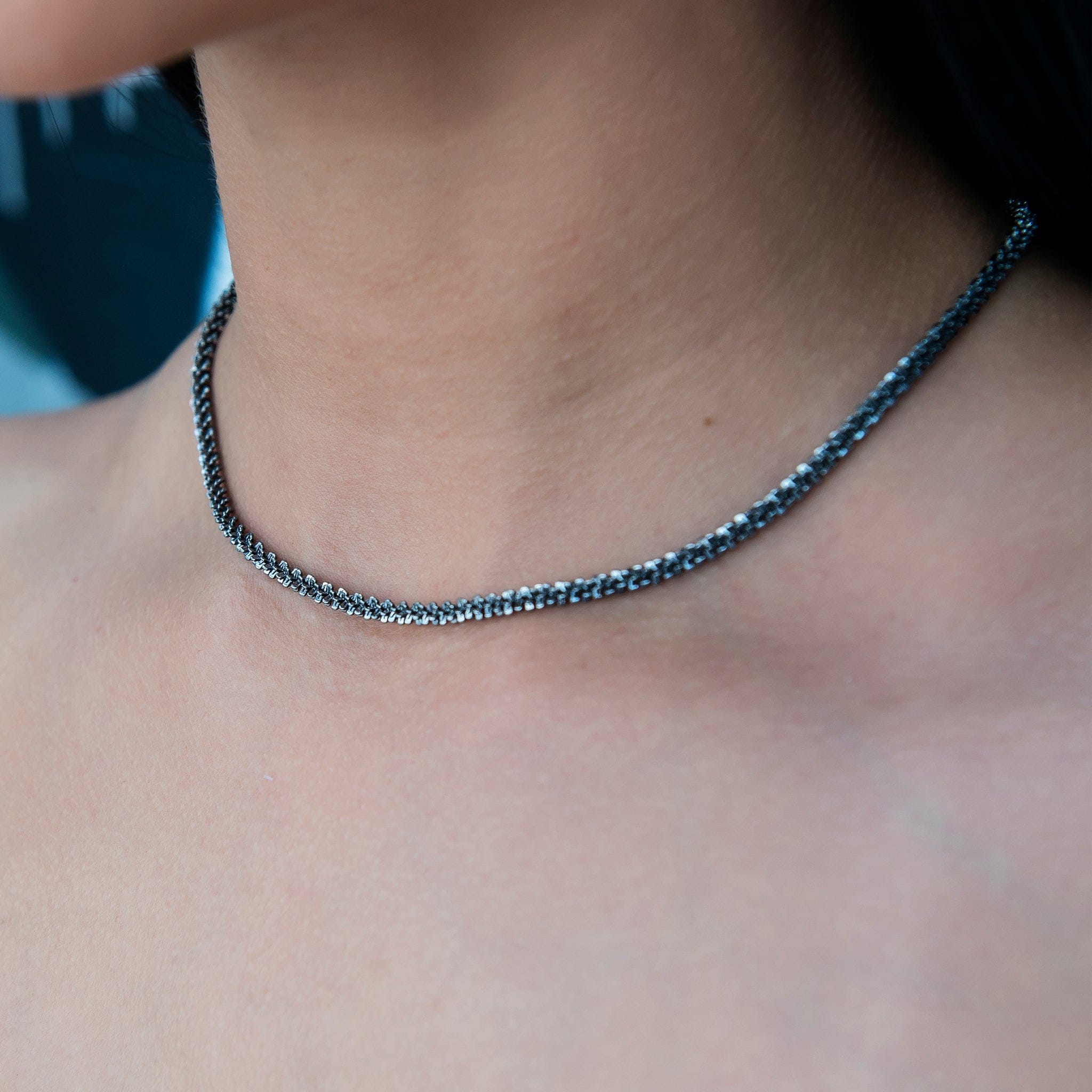 GLD PROMO SETS - WOMEN Popcorn Necklace in Black - 4 mm