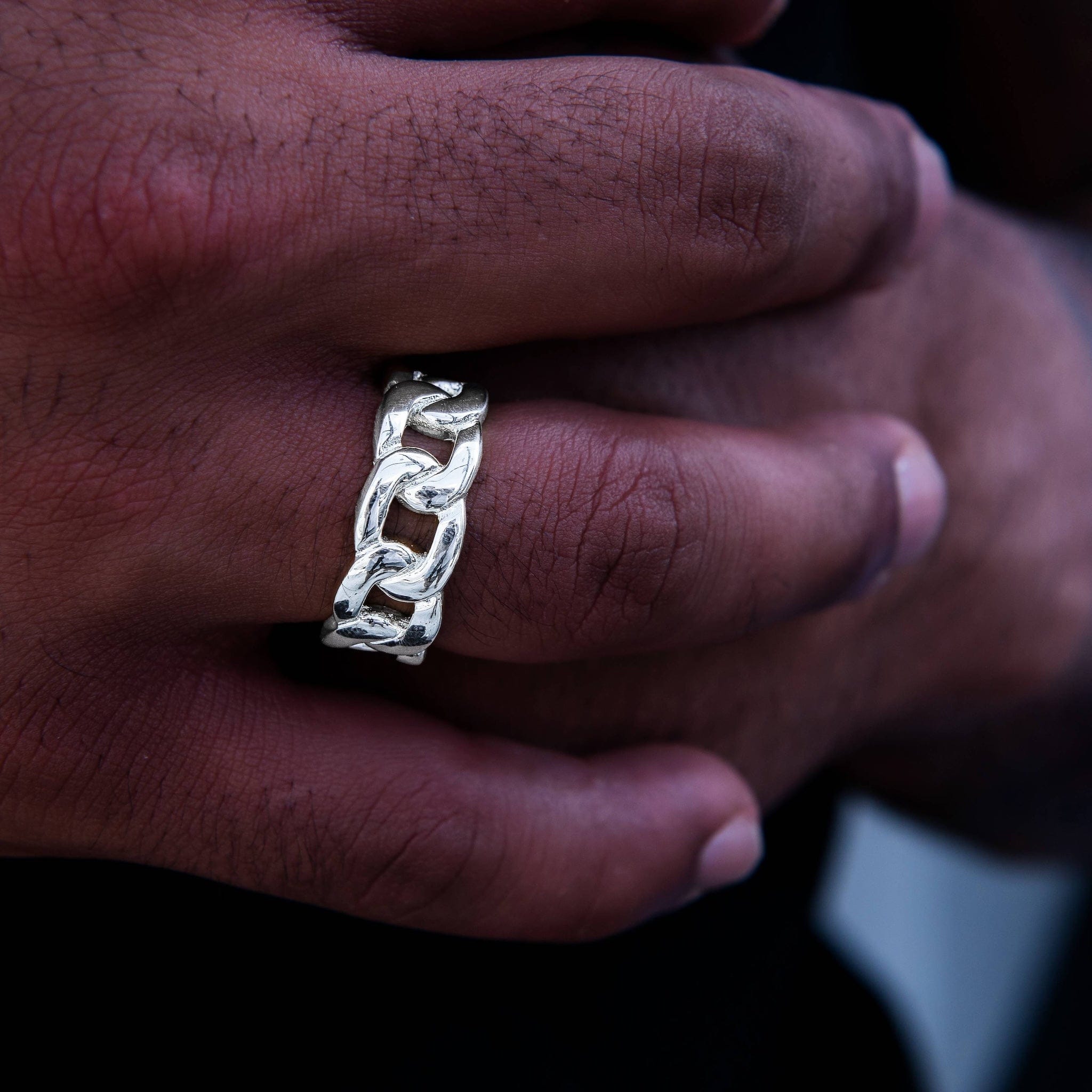 GLD PROMO SETS Cuban Band Ring in White Gold - 9 mm