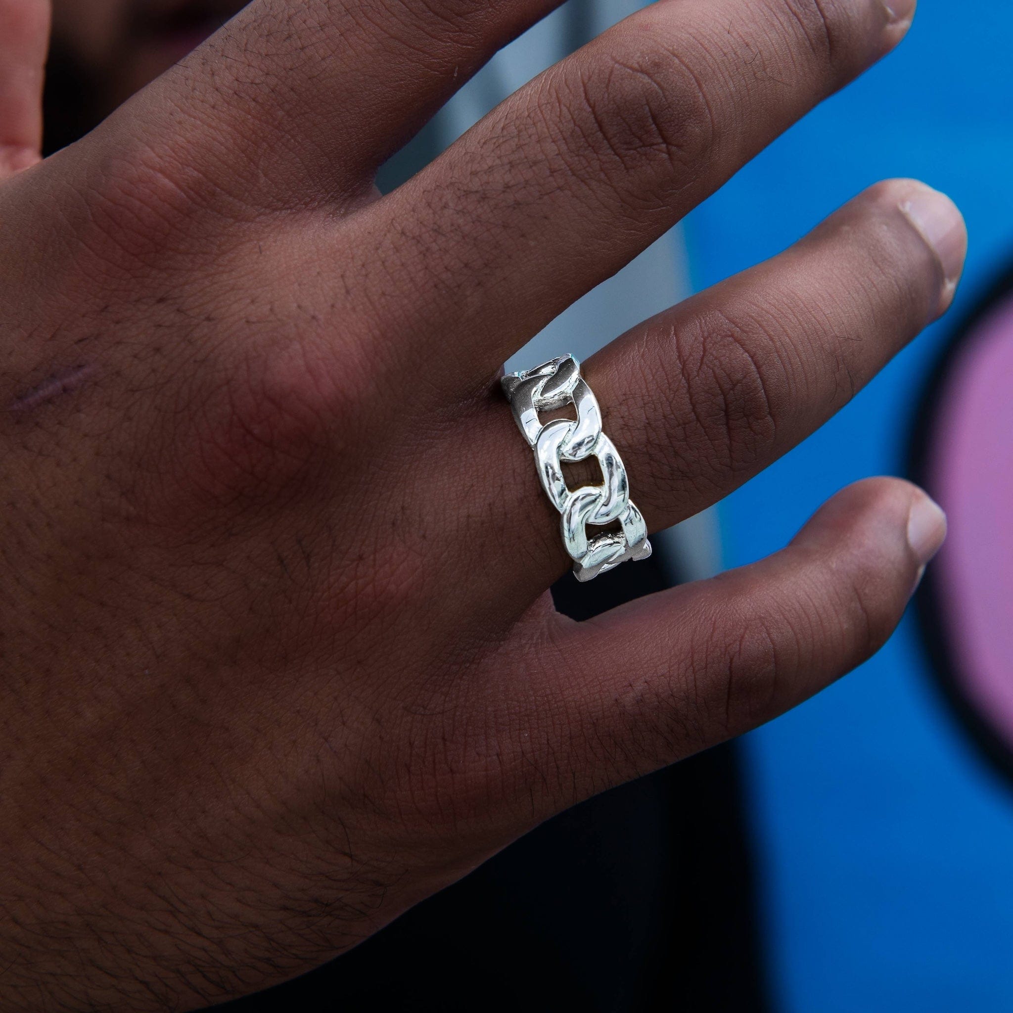 GLD PROMO SETS Cuban Band Ring in White Gold - 9 mm