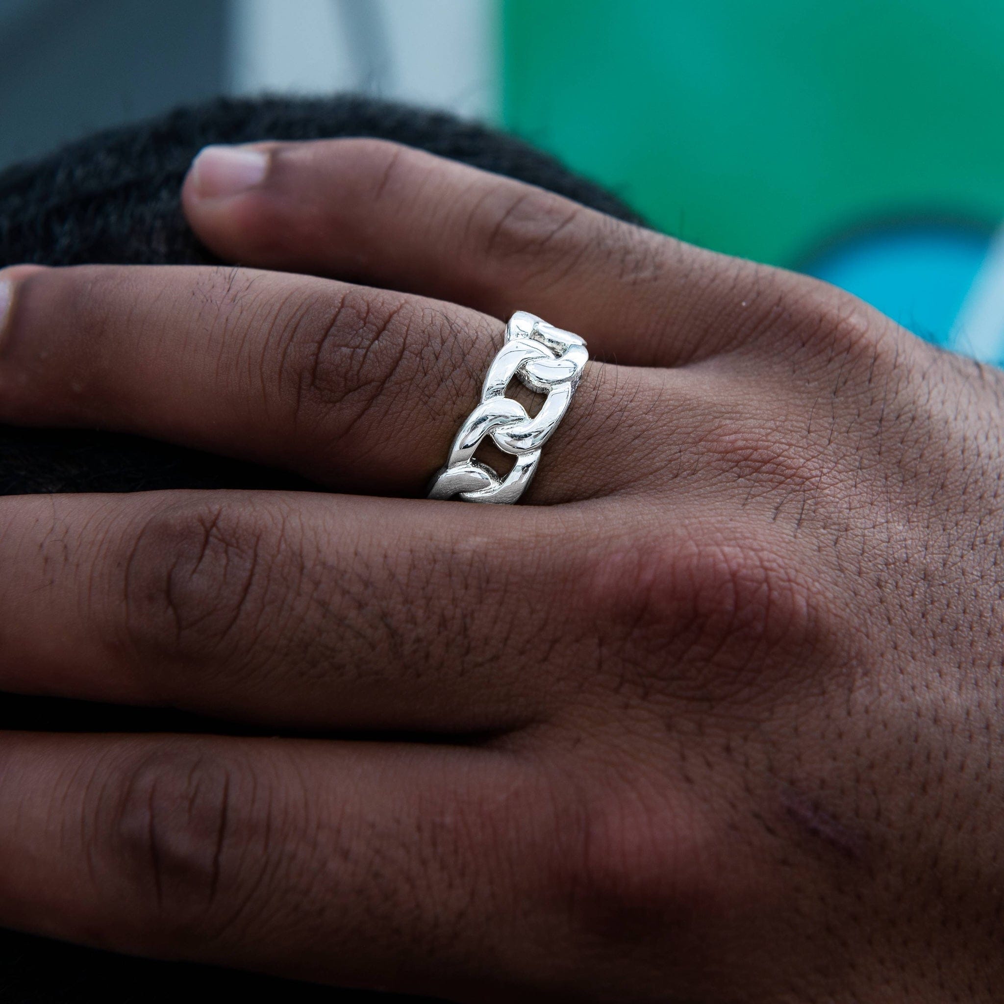 GLD PROMO SETS Cuban Band Ring in White Gold - 9 mm