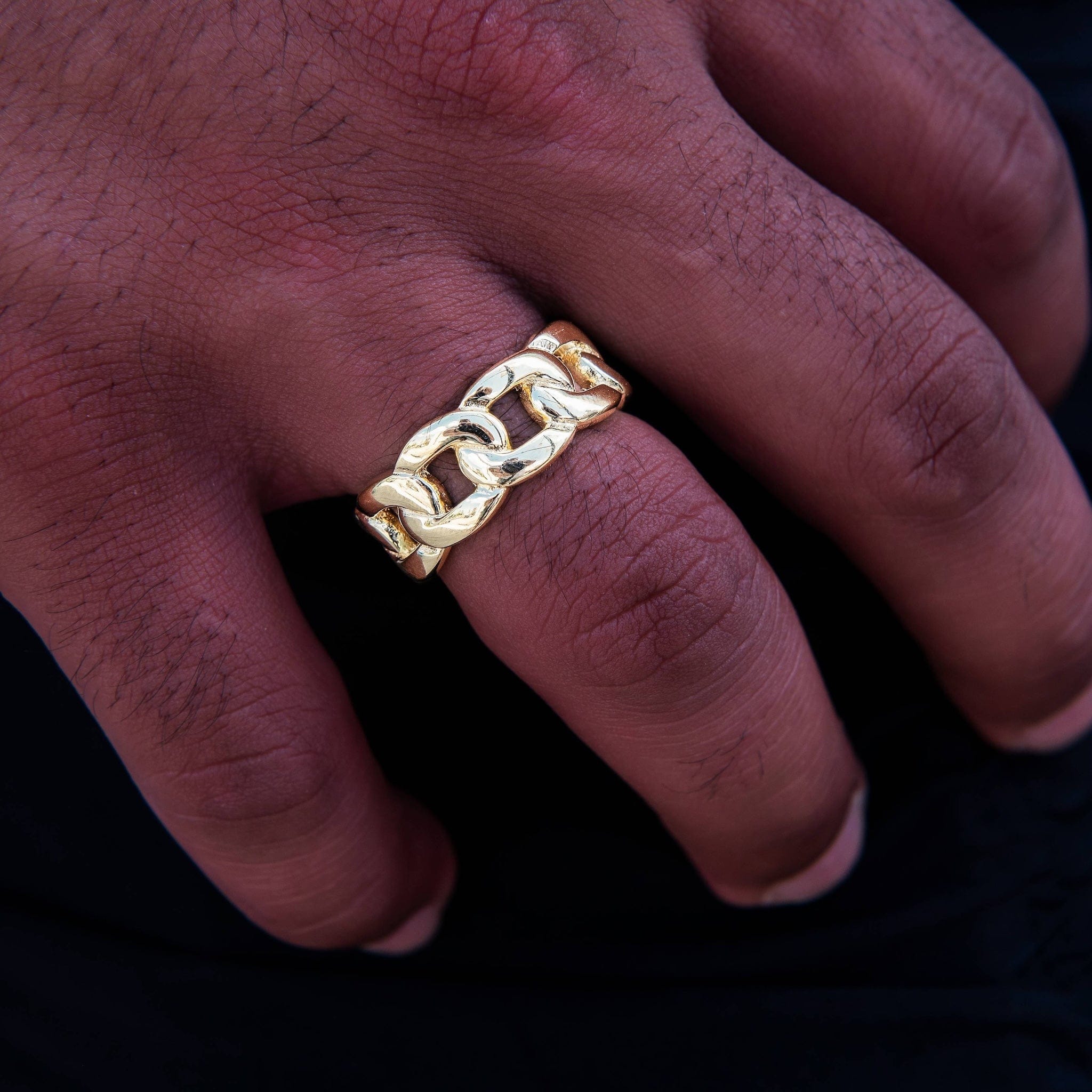 GLD PROMO SETS Cuban Band Ring in Yellow Gold - 9 mm