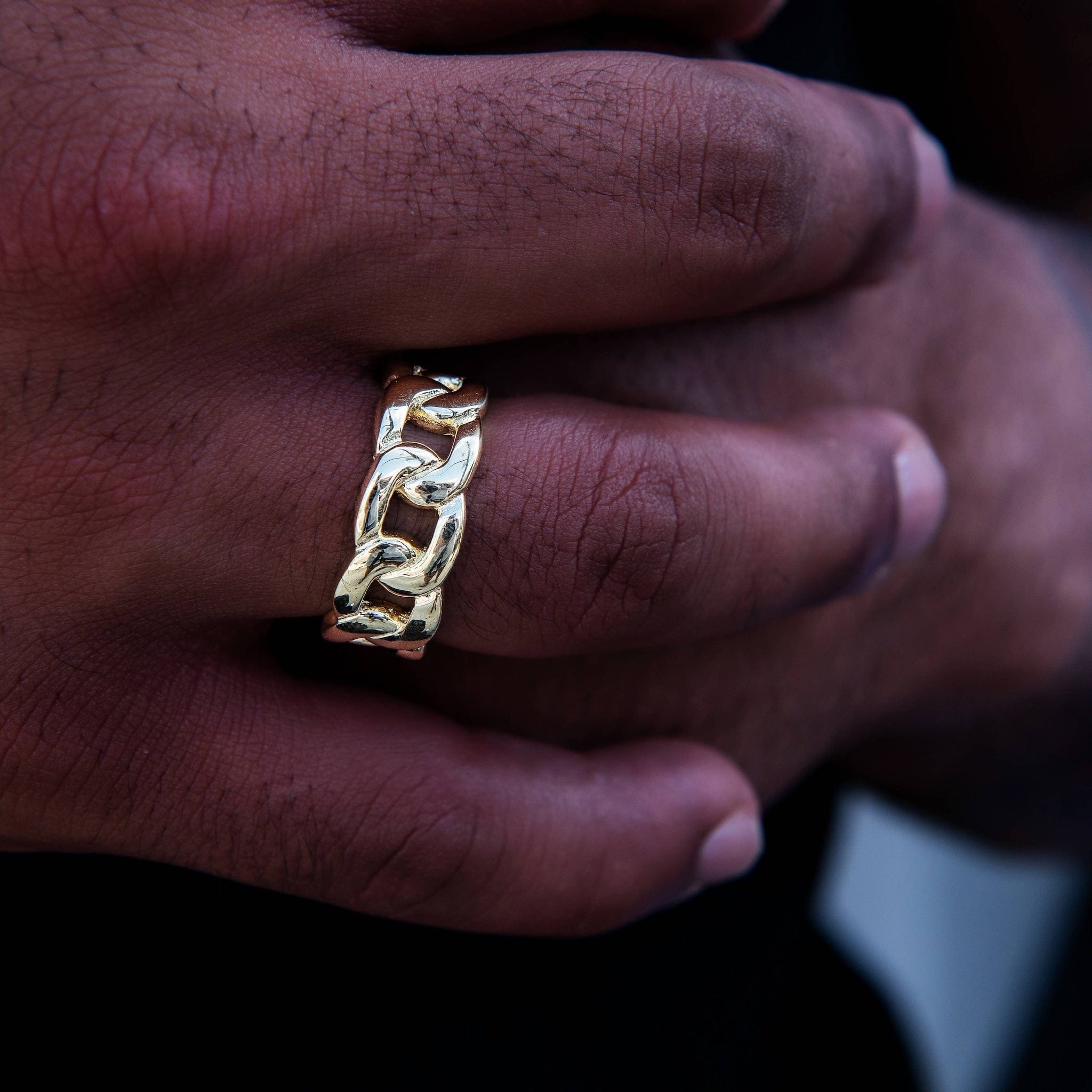 GLD PROMO SETS Cuban Band Ring in Yellow Gold - 9 mm