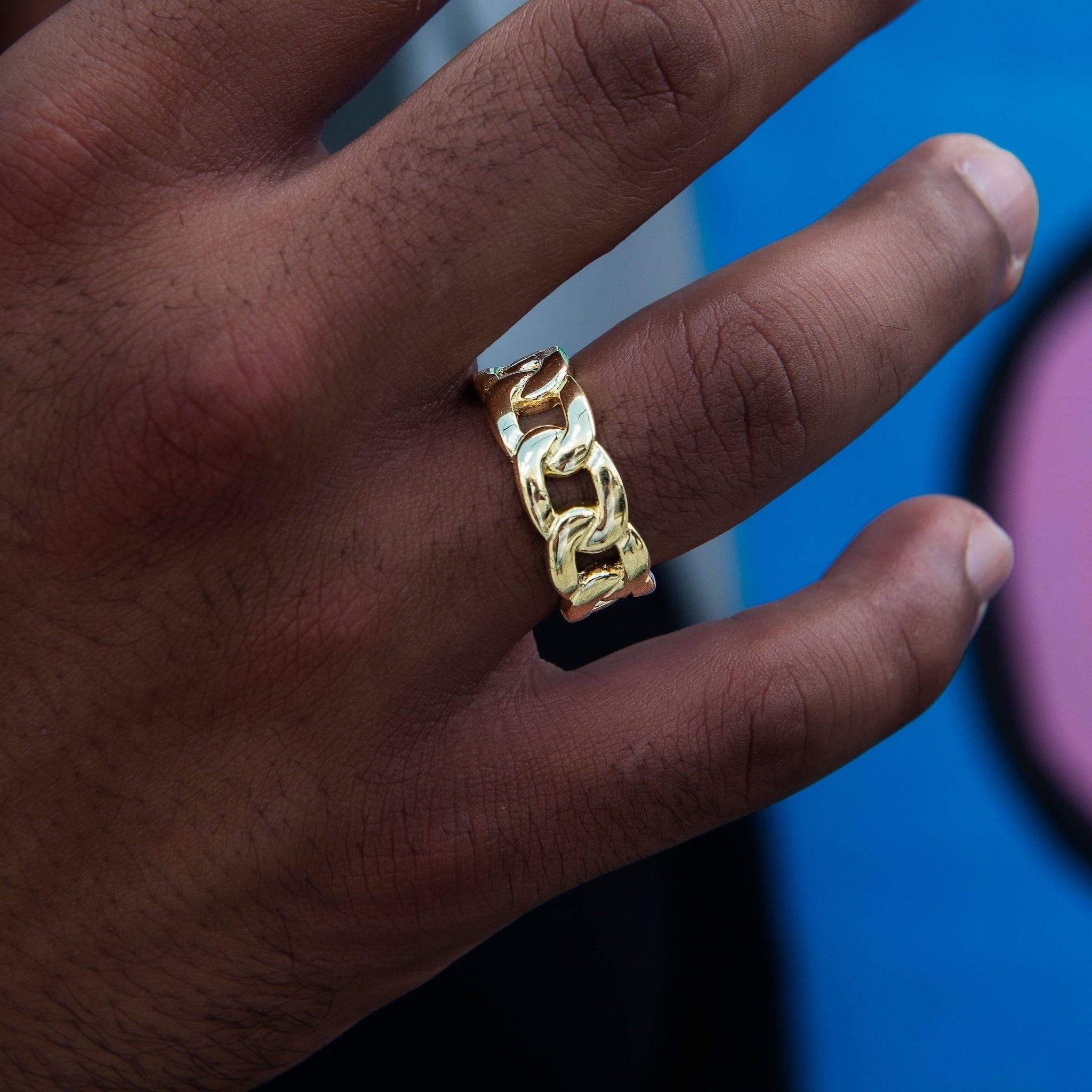 GLD PROMO SETS Cuban Band Ring in Yellow Gold - 9 mm