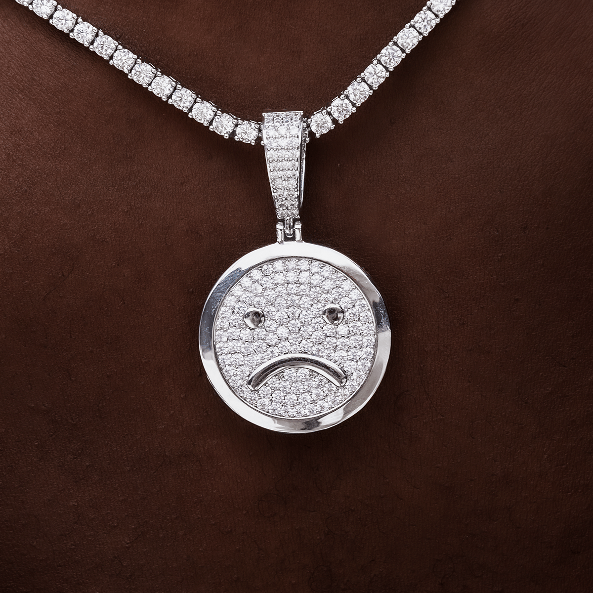GLD PROMO SETS Happy/Sad Pendant in White Gold