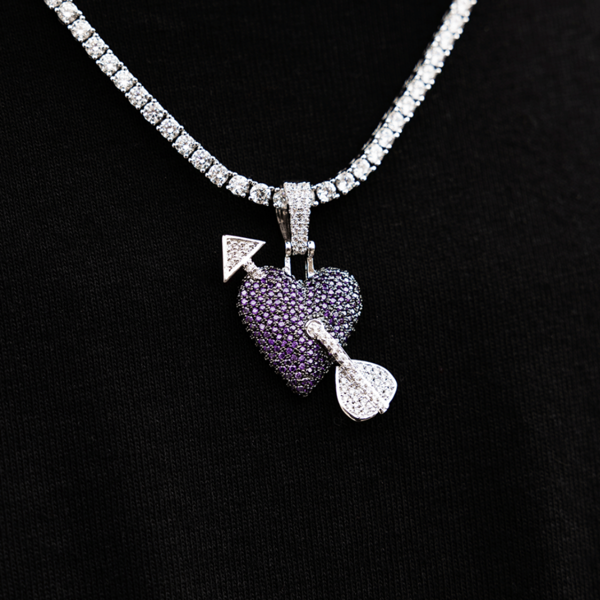 GLD PROMO SETS Purple Heart Pendant in White Gold