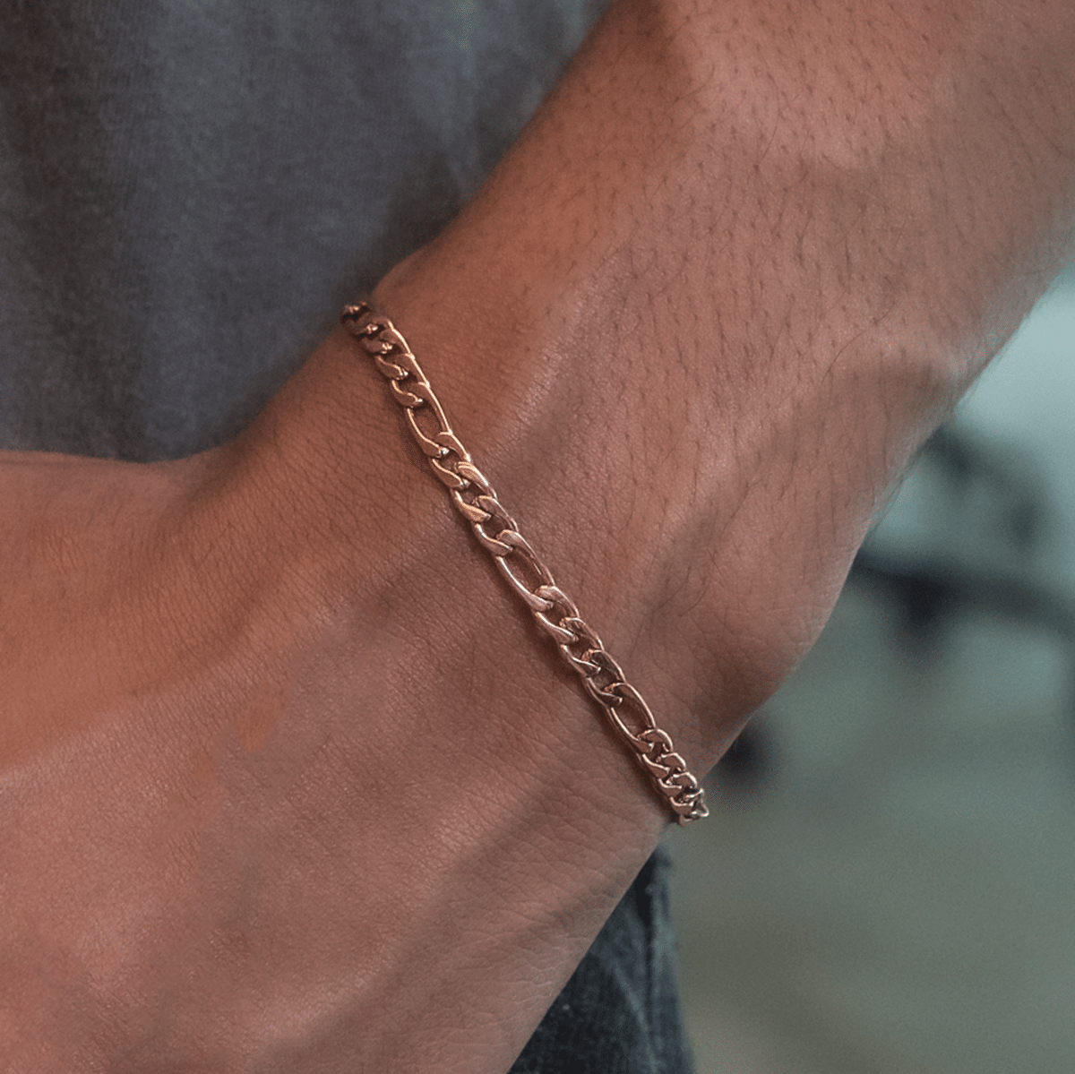 GLD PROMO SETS Figaro Bracelet in Rose Gold - 4 mm