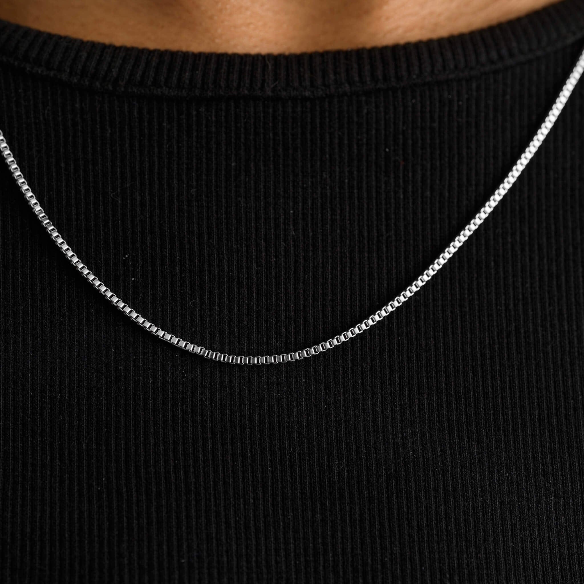 GLD PROMO Micro Box Chain in White Gold - 1.5 mm