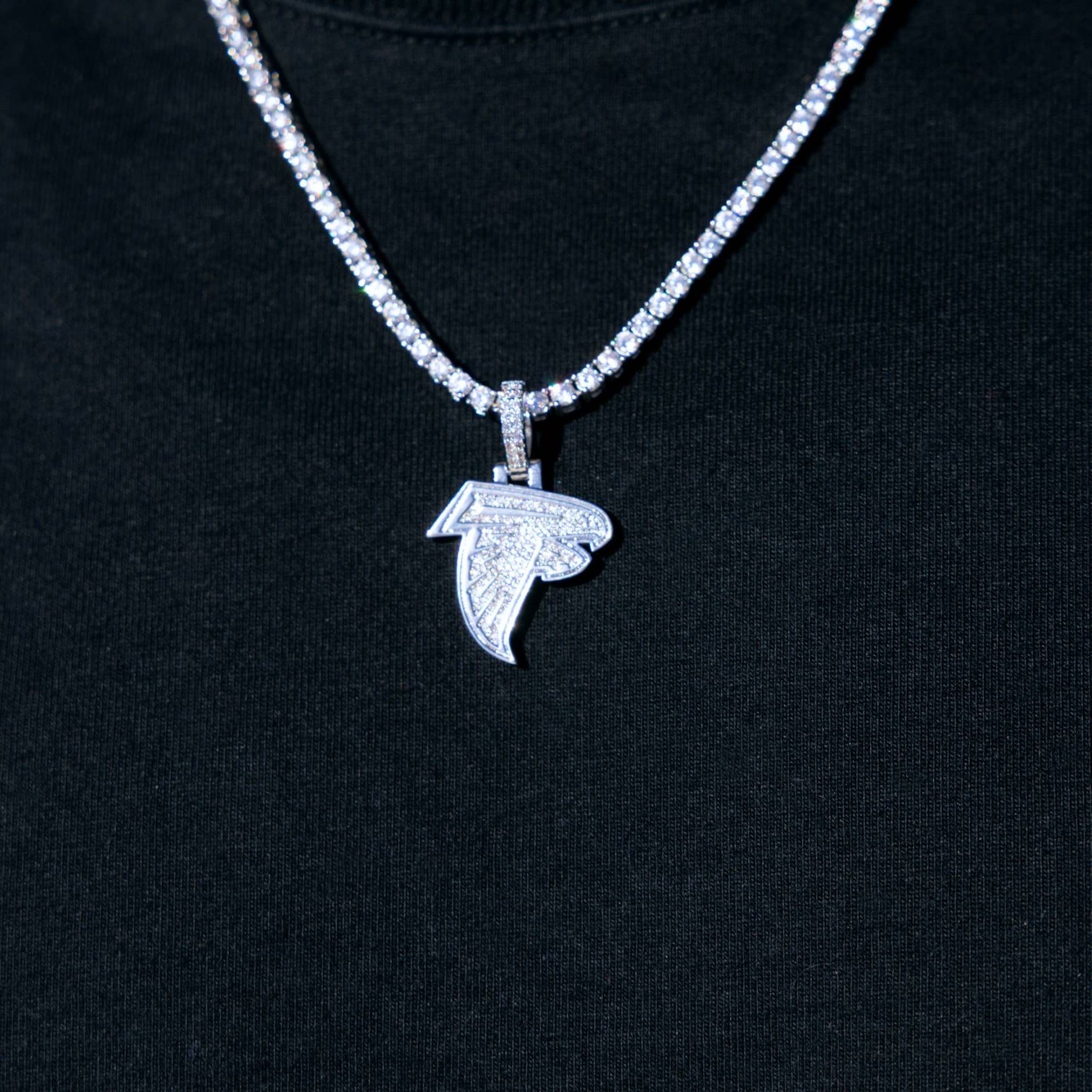 GLD Men Micro Atlanta Falcons Official NFL Logo Pendant in White Gold