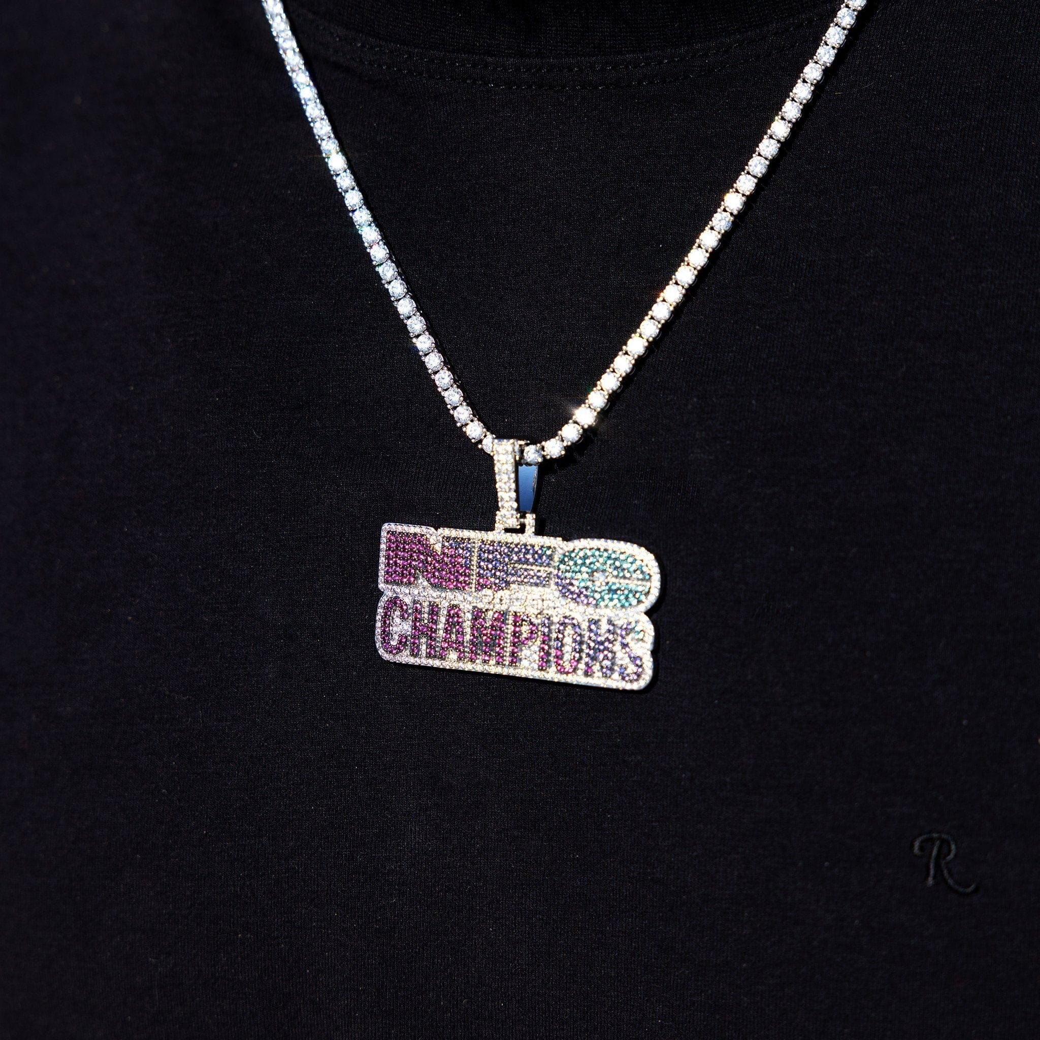 GLD Men Iced 2025 NFC Champions Official NFL Pendant in White Gold
