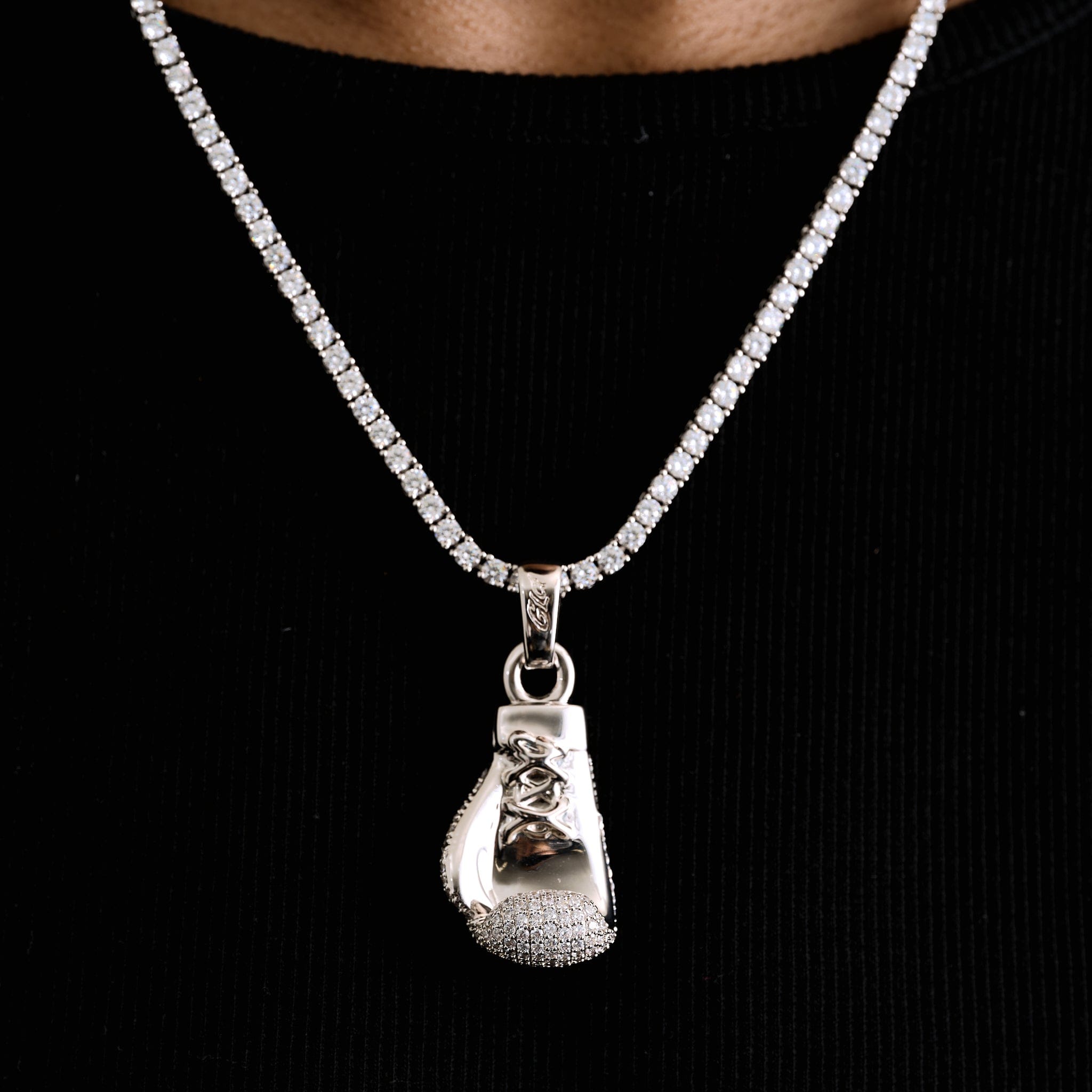 GLD Men Boxing Glove (Right) Pendant in White Gold
