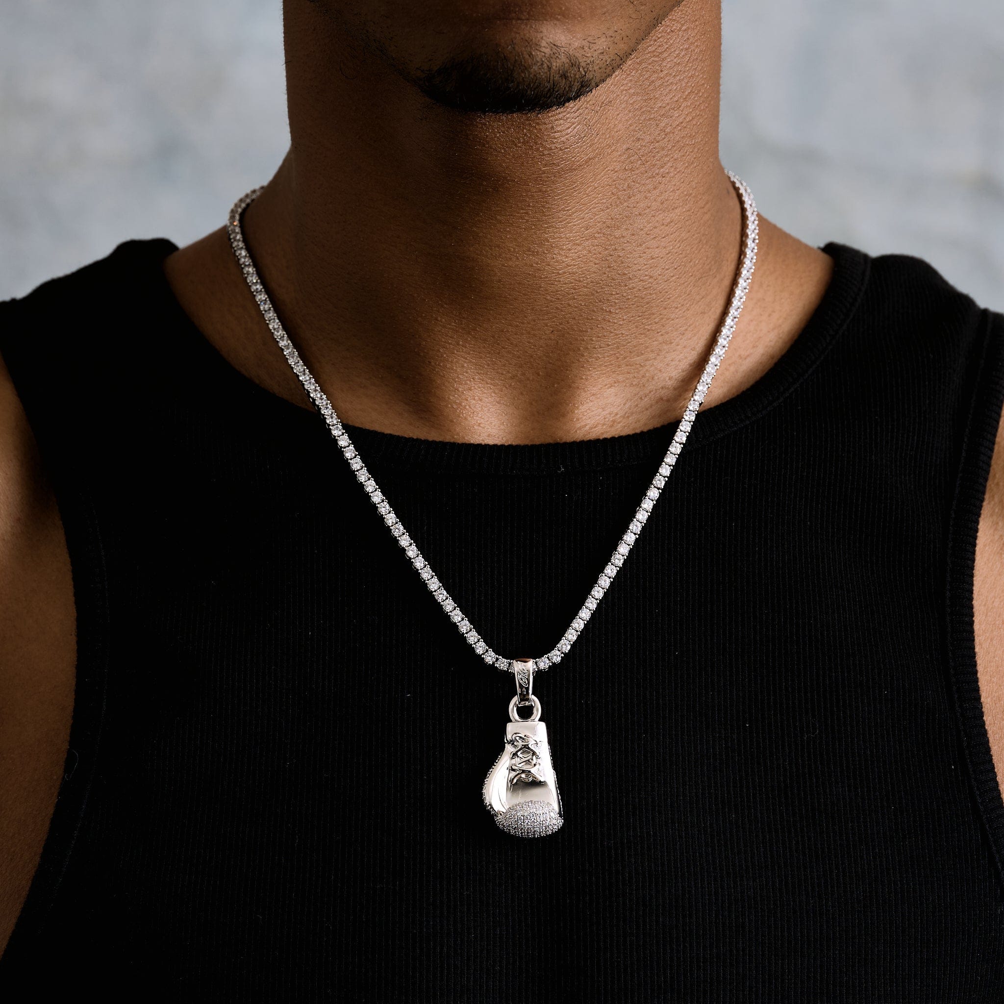 GLD Men Boxing Glove (Right) Pendant in White Gold