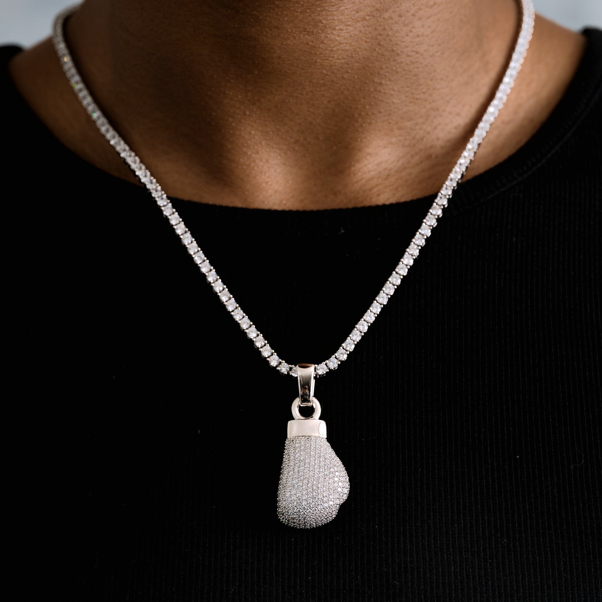 GLD Men Boxing Glove (Right) Pendant in White Gold