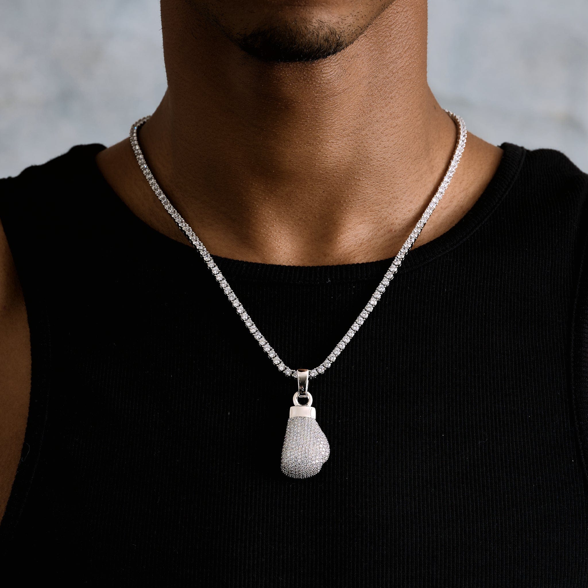 GLD Men Boxing Glove (Right) Pendant in White Gold