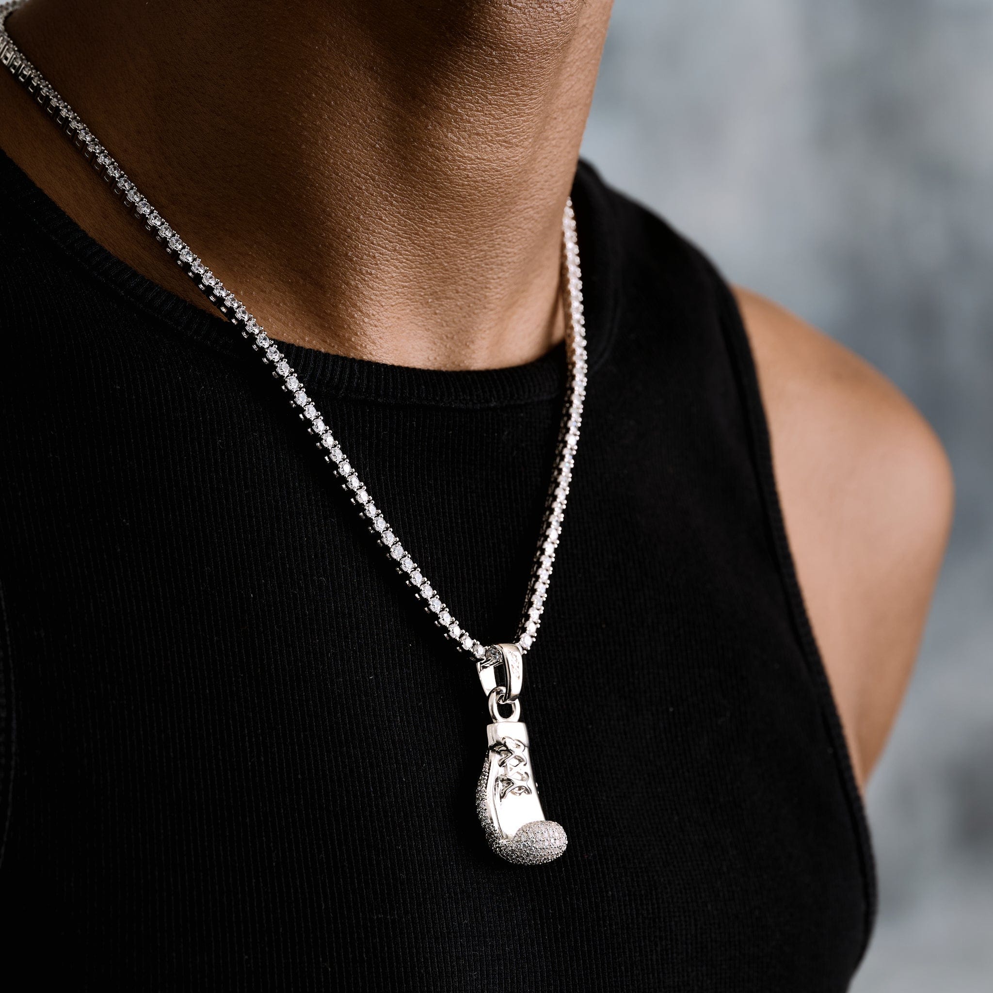 GLD Men Boxing Glove (Right) Pendant in White Gold