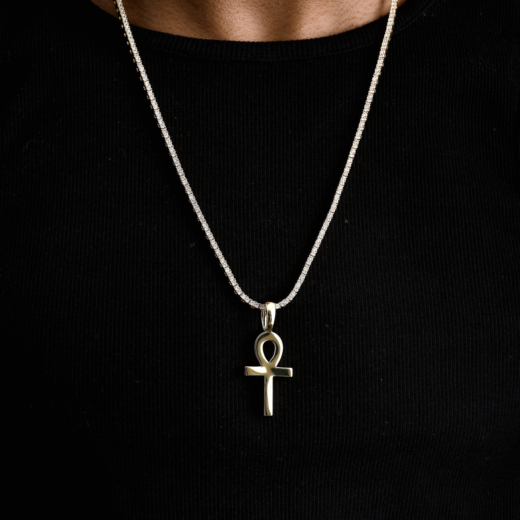 GLD Men Simple Ankh Pendant in Yellow Gold