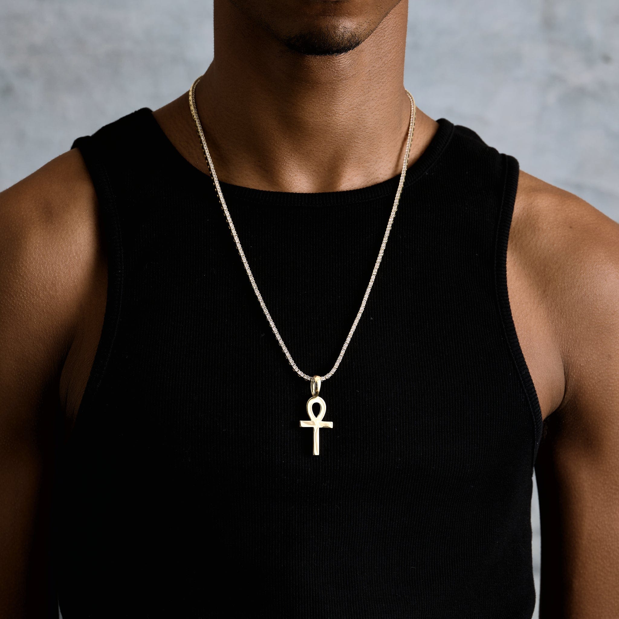 GLD Men Simple Ankh Pendant in Yellow Gold