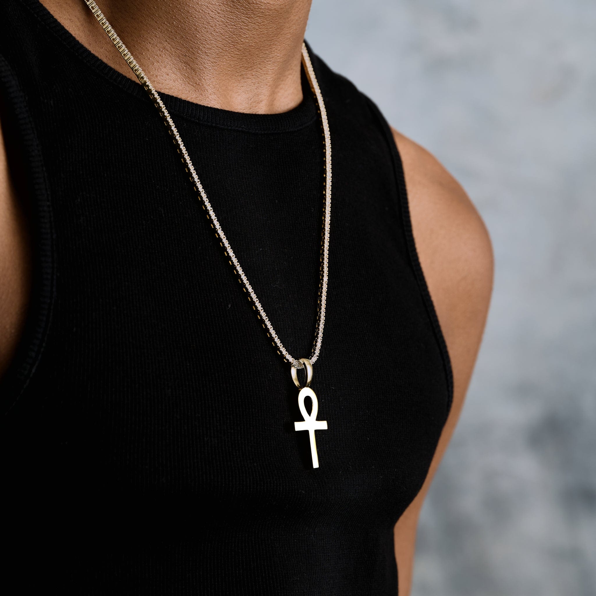 GLD Men Simple Ankh Pendant in Yellow Gold