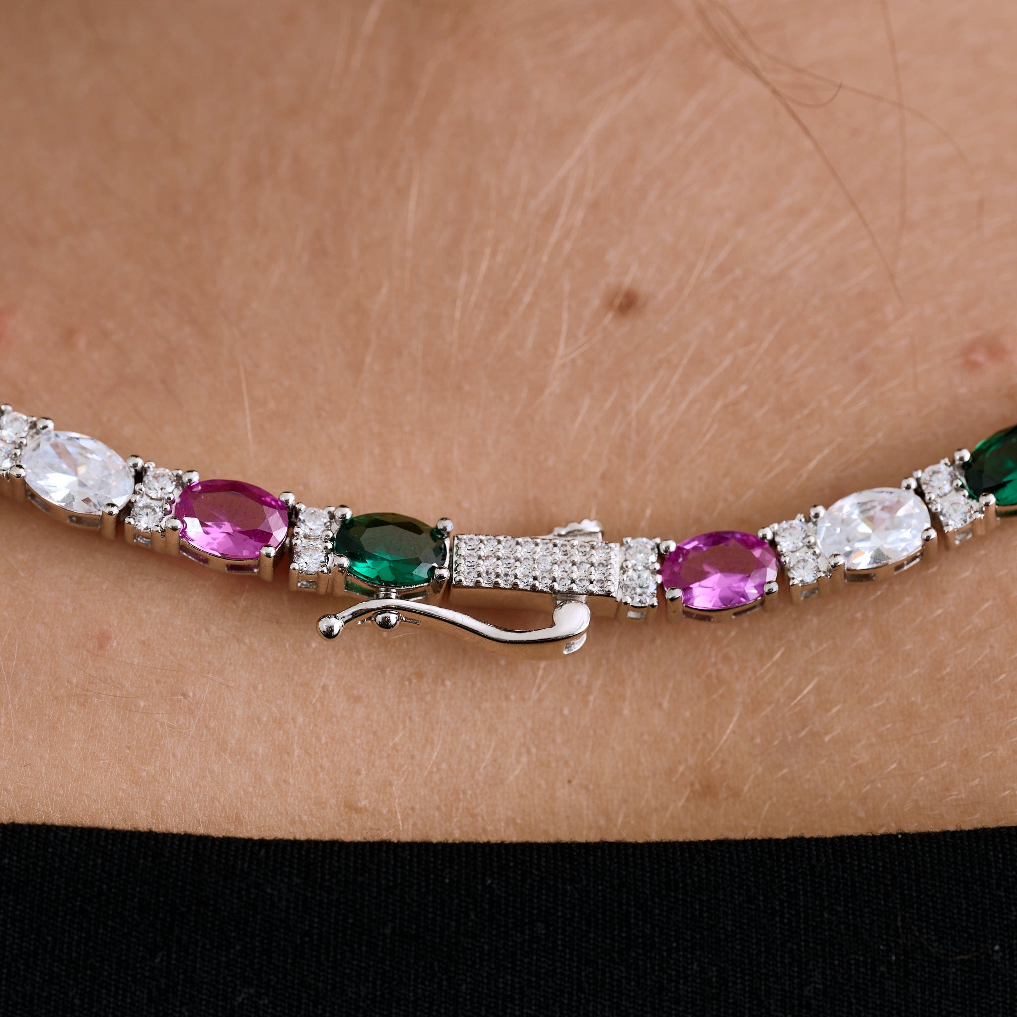 GLD Women Tennis Link GLD Star Multi Color Lariat Necklace in White Gold