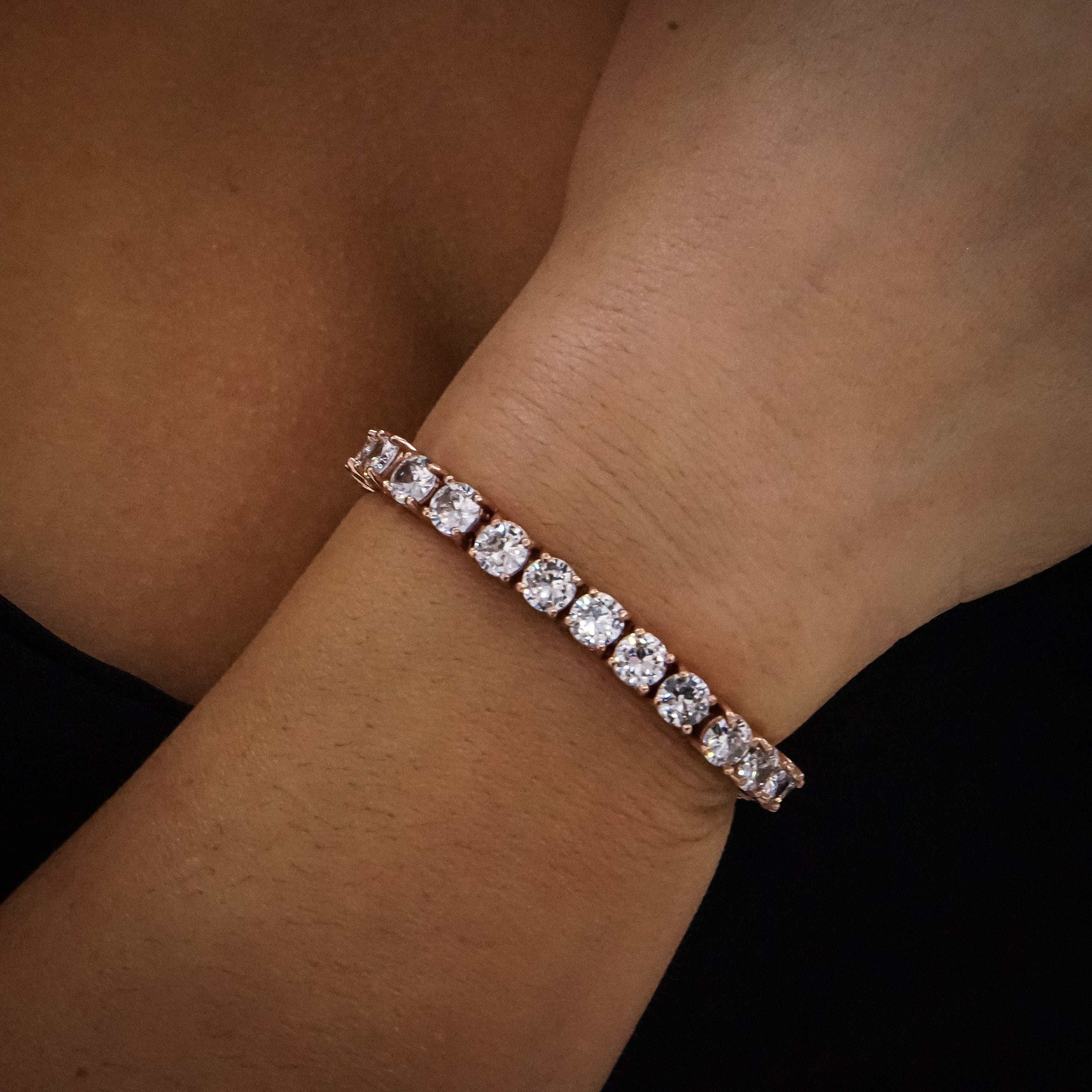 GLD Women Diamond Tennis Bracelet in Rose Gold - 5 mm