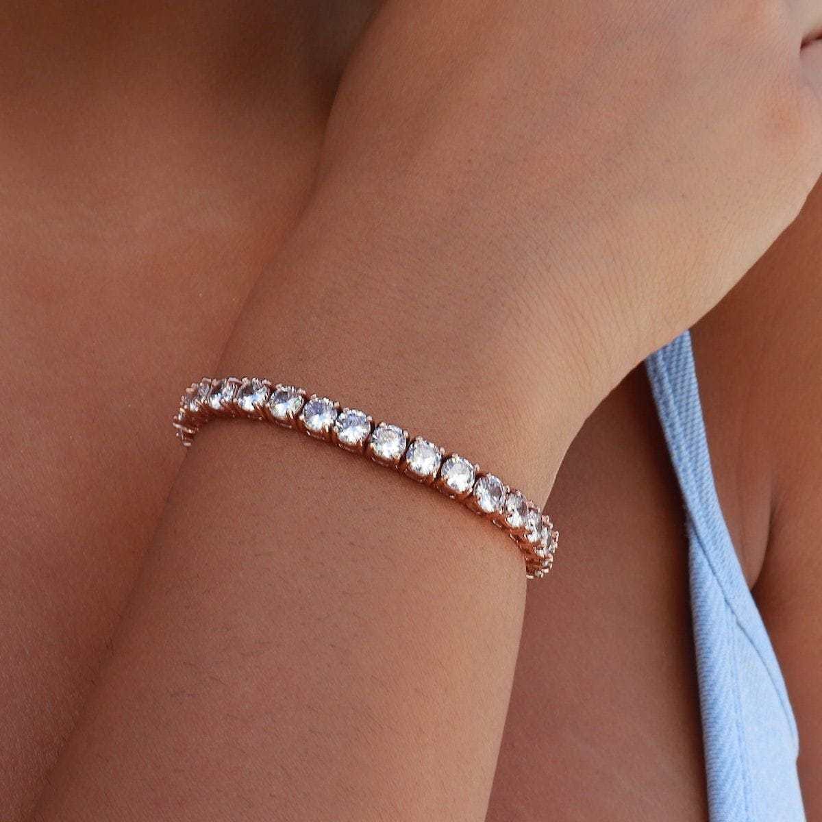 GLD Women Diamond Tennis Bracelet in Rose Gold - 5 mm