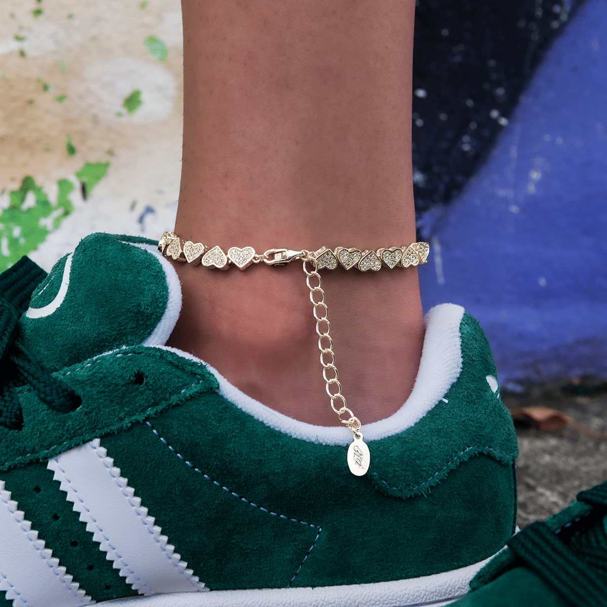 GLD Women Eternity Heart Anklet in Yellow Gold