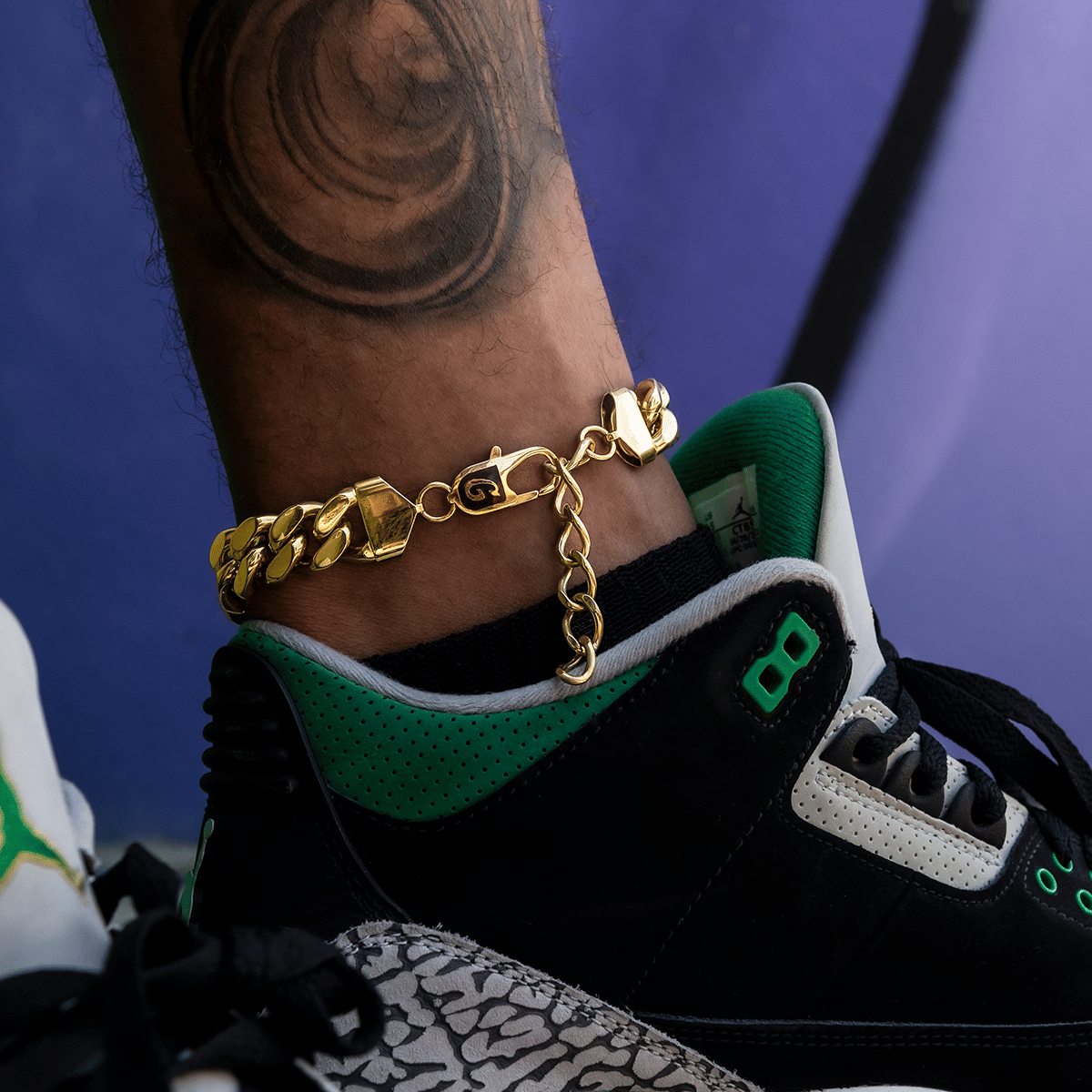 GLD Men Miami Cuban Anklet in Yellow Gold - 15 mm