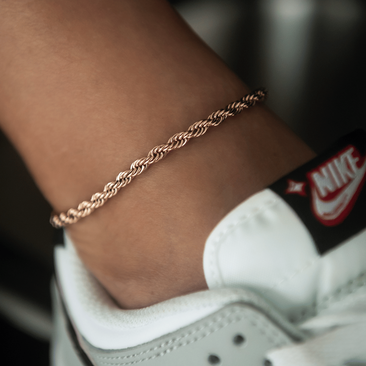 GLD Women Rope Anklet in Rose Gold - 4 mm
