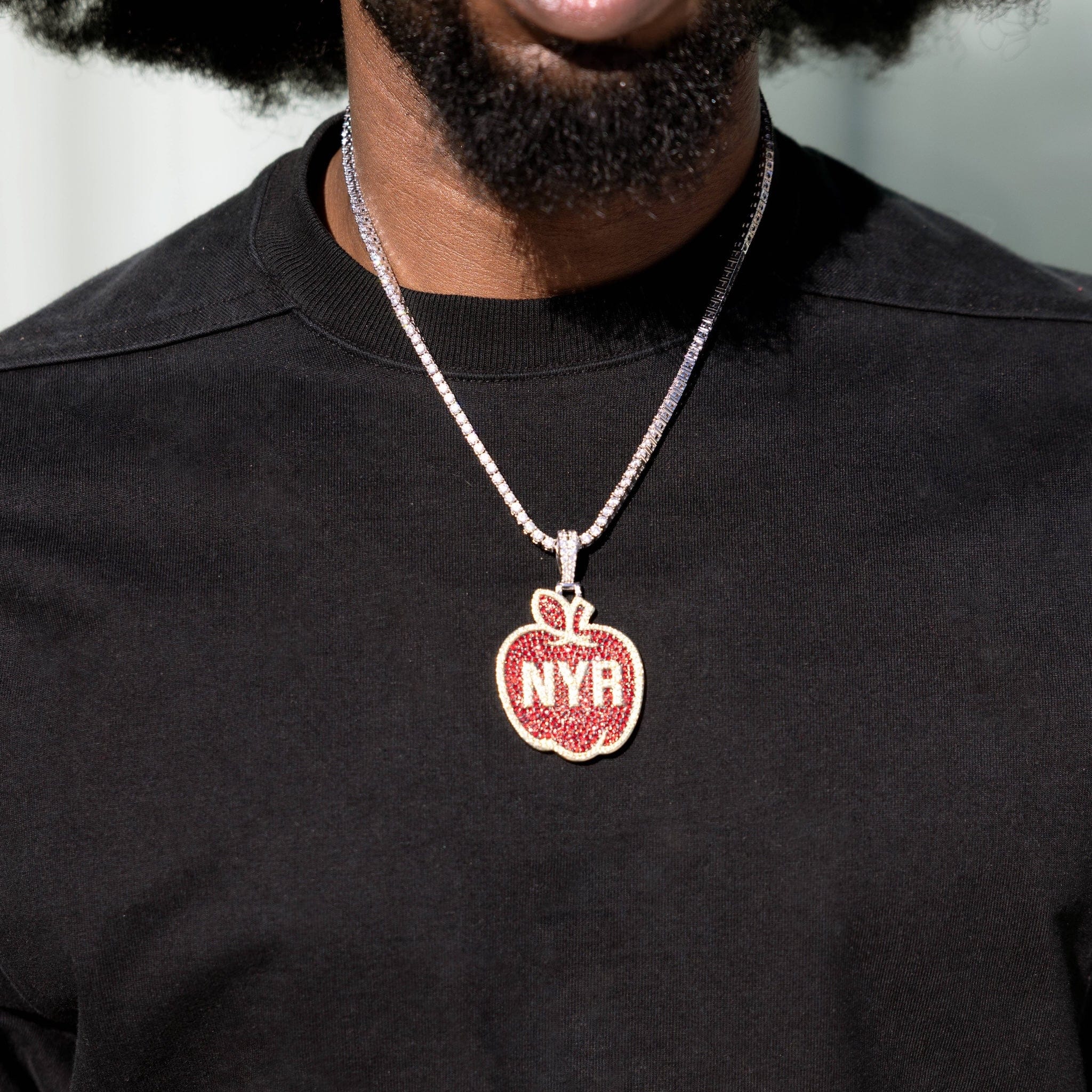 GLD Men New York Rangers Official NHL Winter Classic Apple Logo Pendant in White Gold