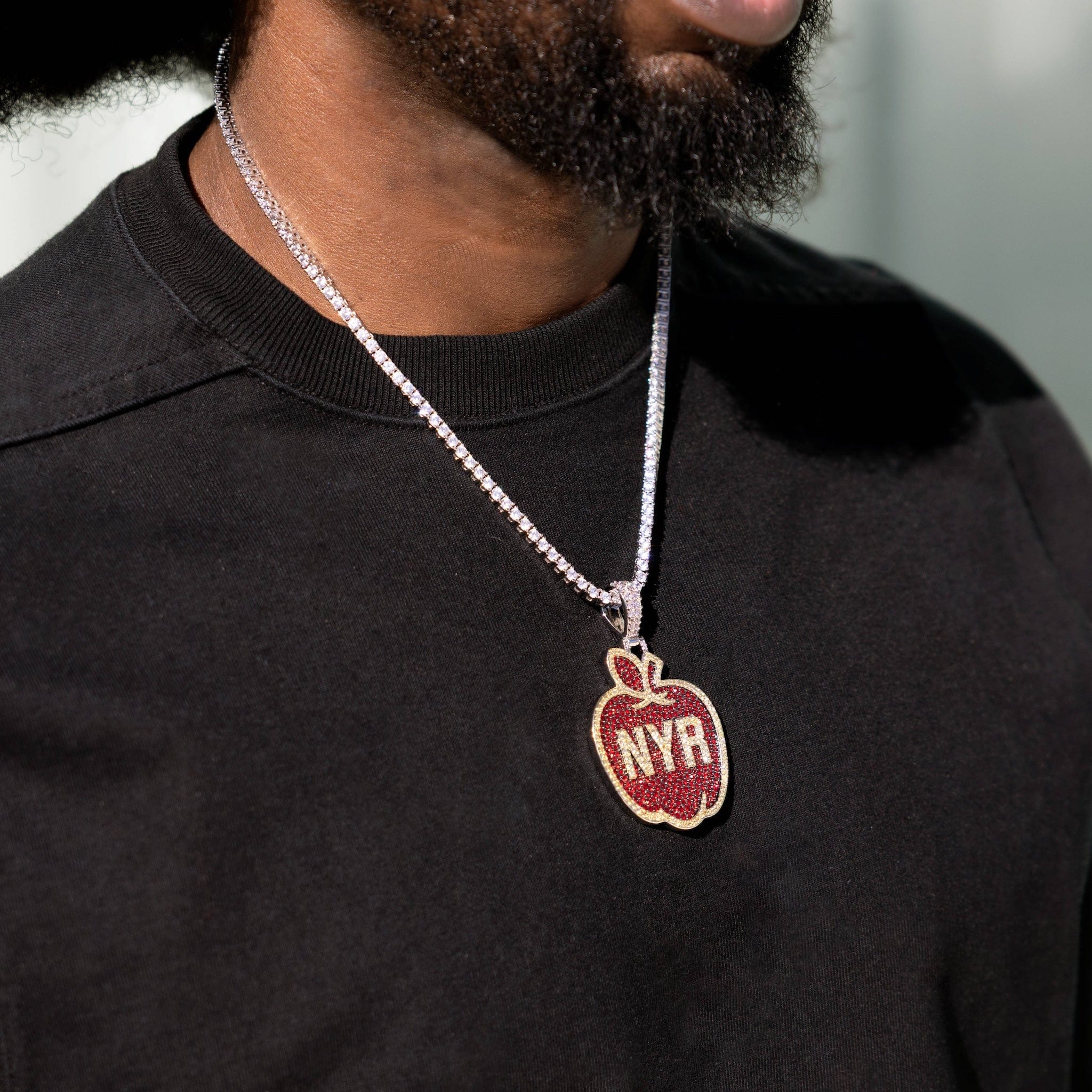 GLD Men New York Rangers Official NHL Winter Classic Apple Logo Pendant in White Gold