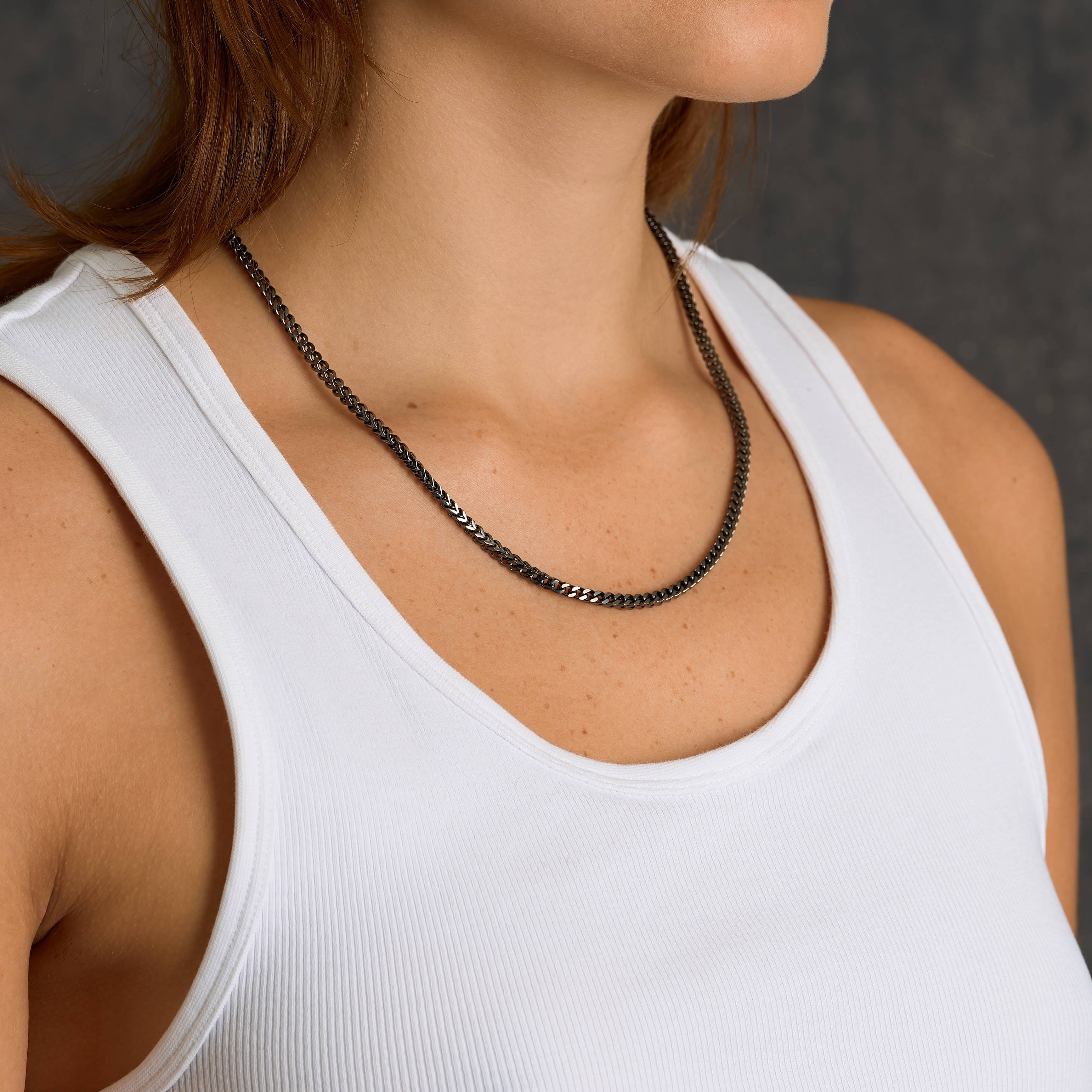 GLD Women Franco Chain Necklace in Black - 3 mm