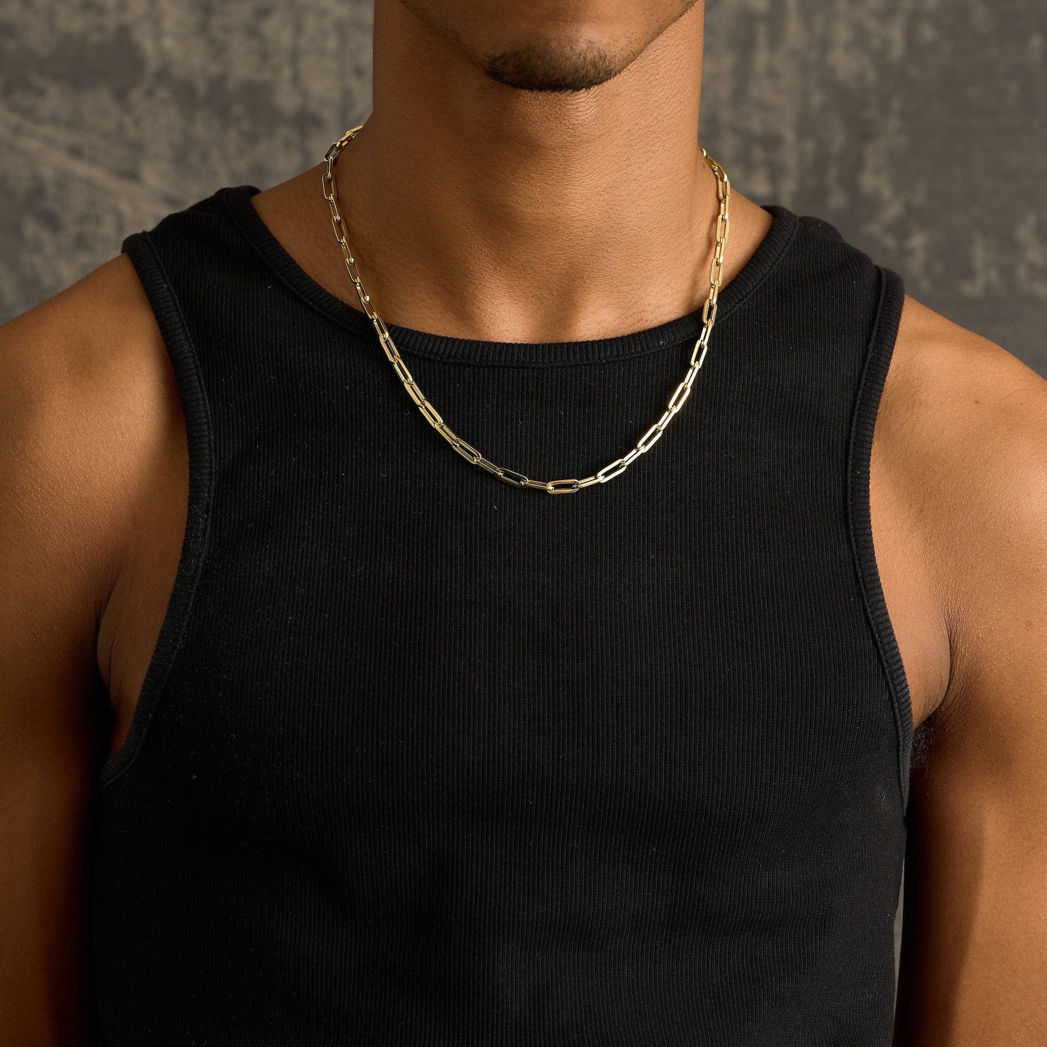 GLD Men Paper Clip Chain in Yellow Gold - 5 mm