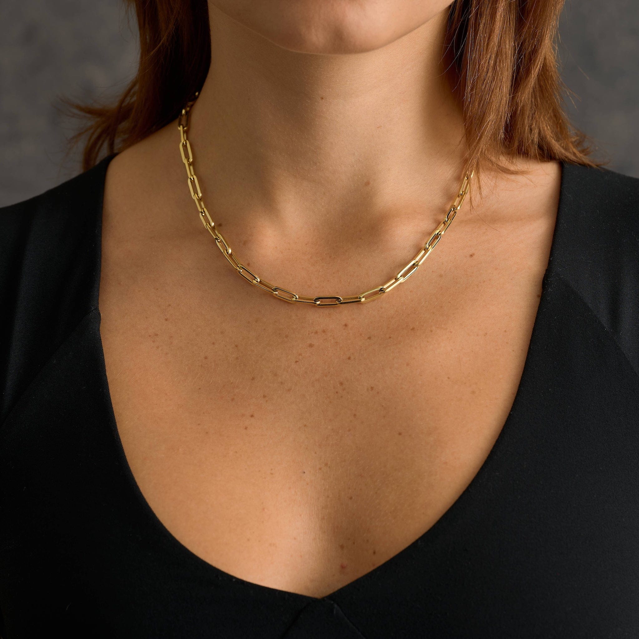 GLD Women Paper Clip Chain Necklace in Yellow Gold - 5 mm
