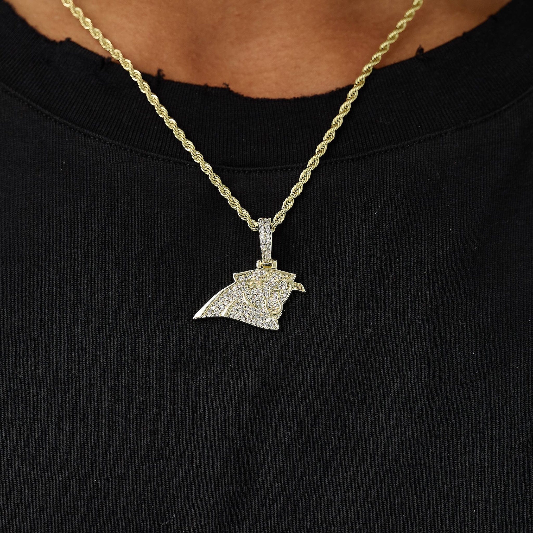 GLD Men Carolina Panthers Official NFL Micro Logo Pendant in Yellow Gold