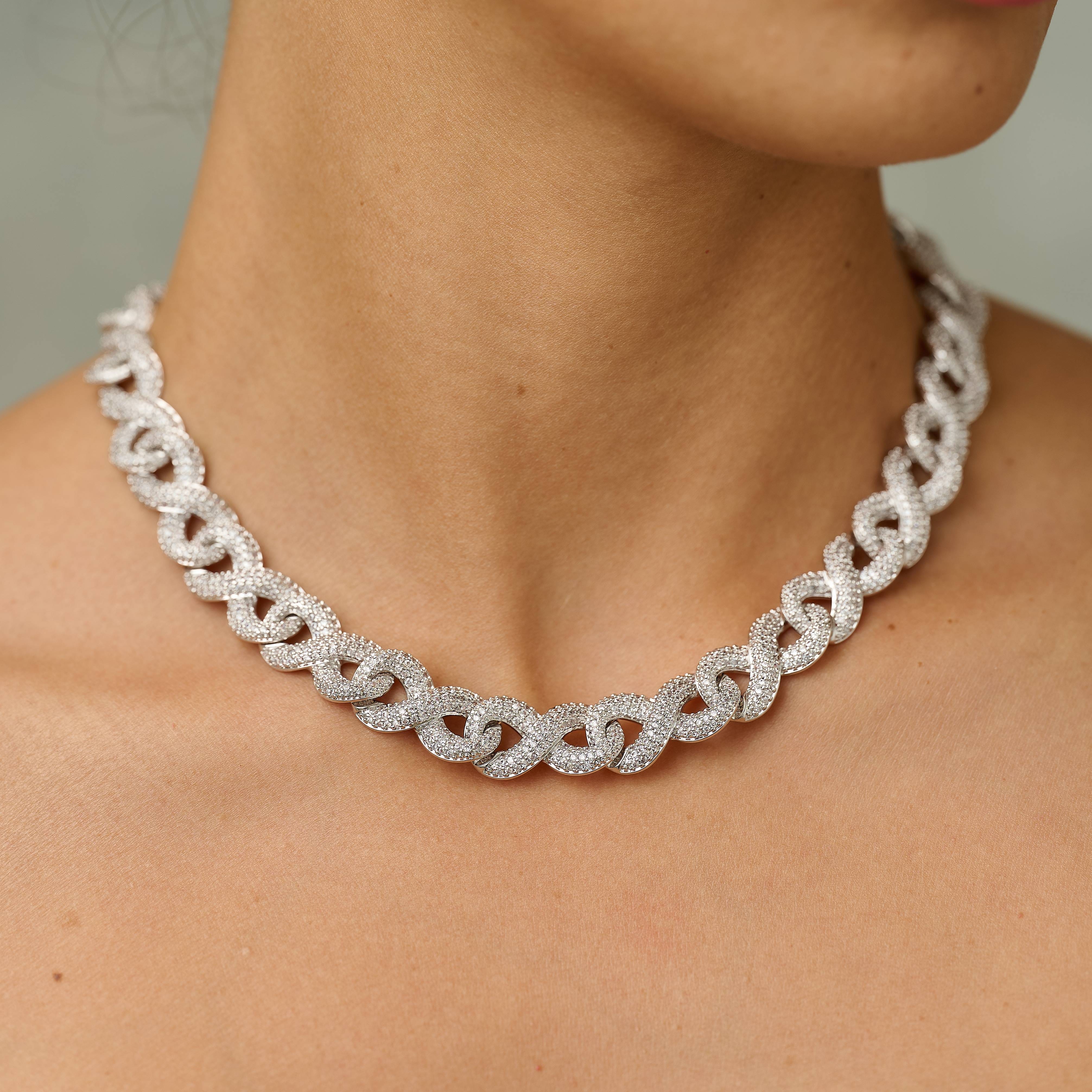 GLD Women Iced Infinity Chain in White Gold - 10 mm