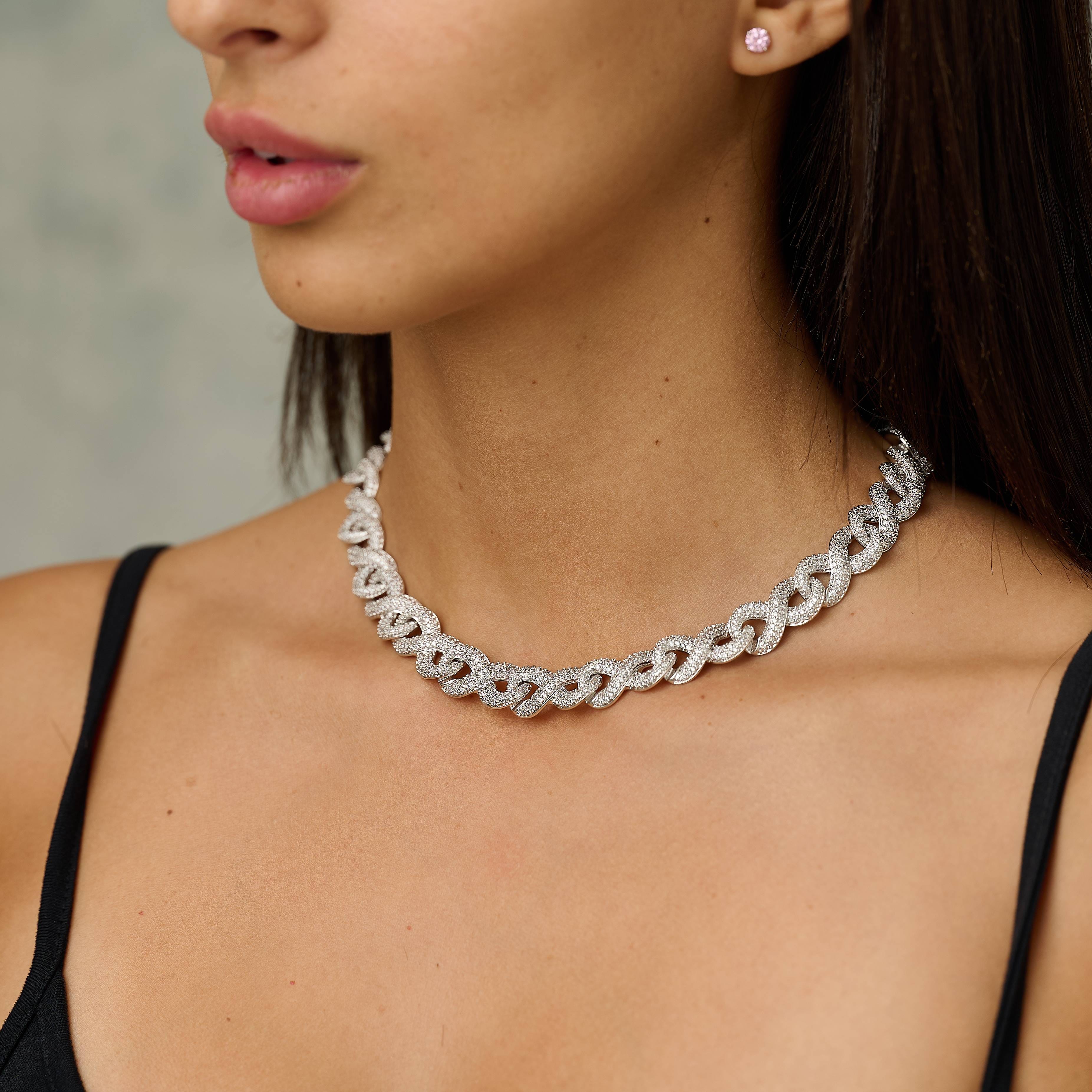 GLD Women Iced Infinity Chain in White Gold - 10 mm