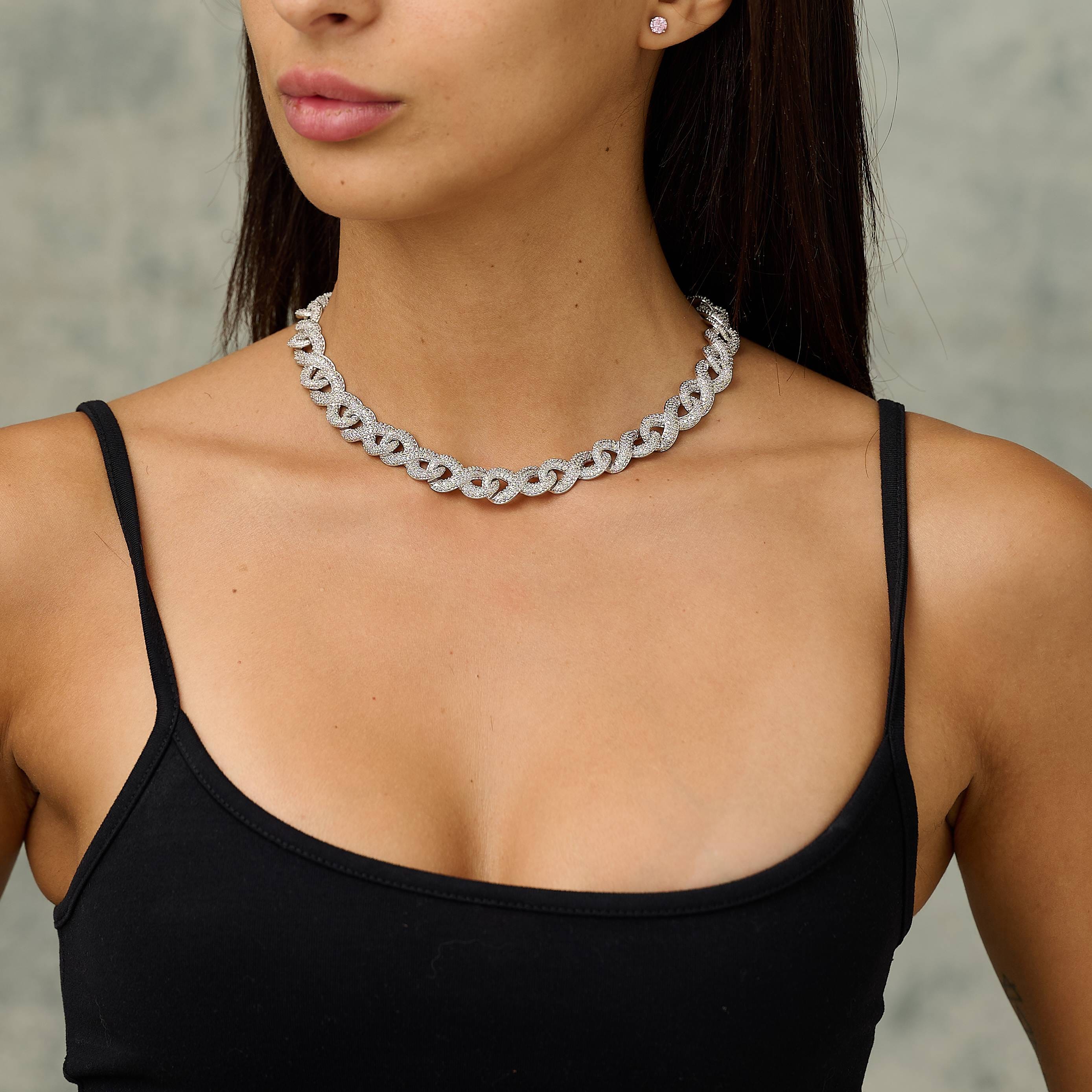 GLD Women Iced Infinity Chain in White Gold - 10 mm