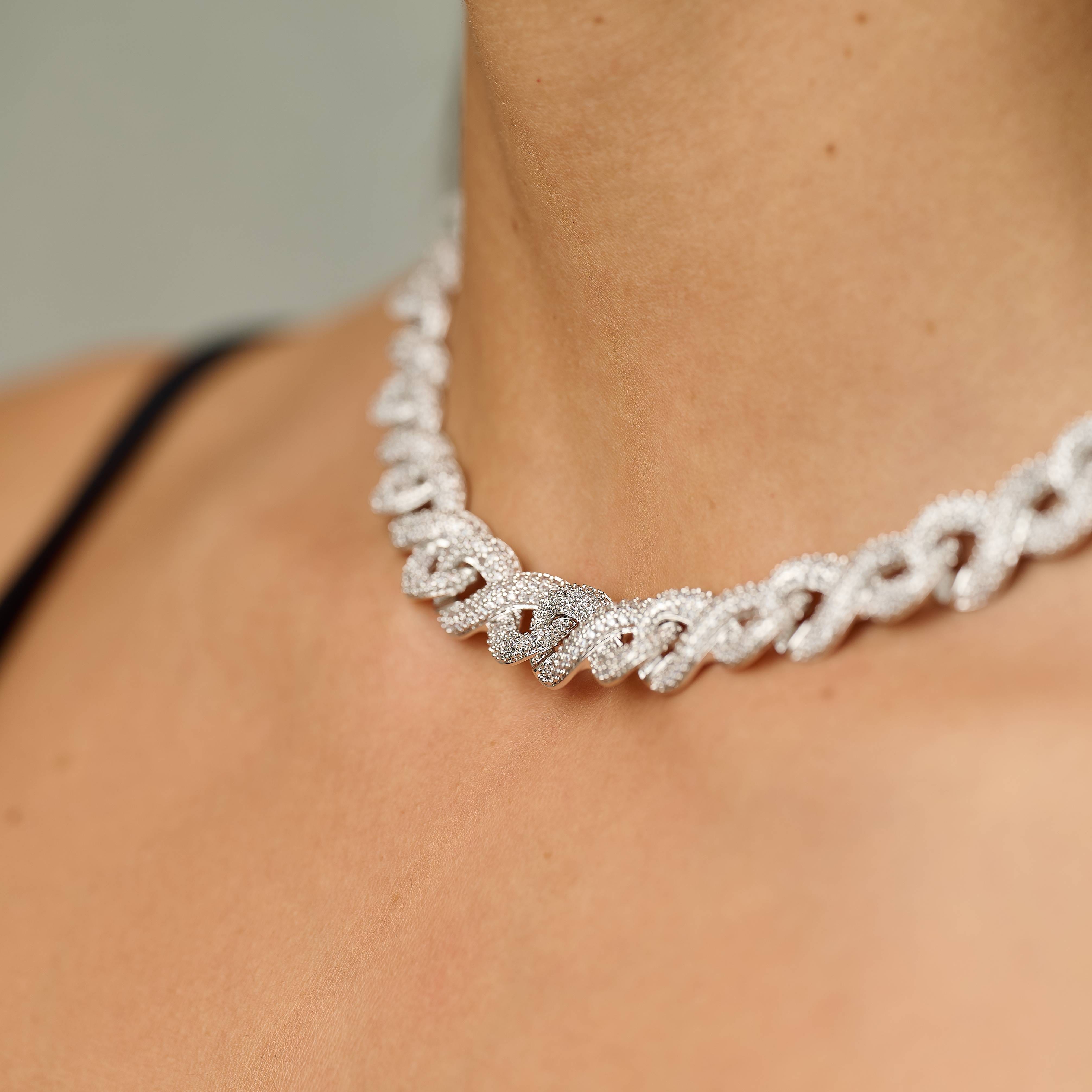 GLD Women Iced Infinity Chain in White Gold - 10 mm