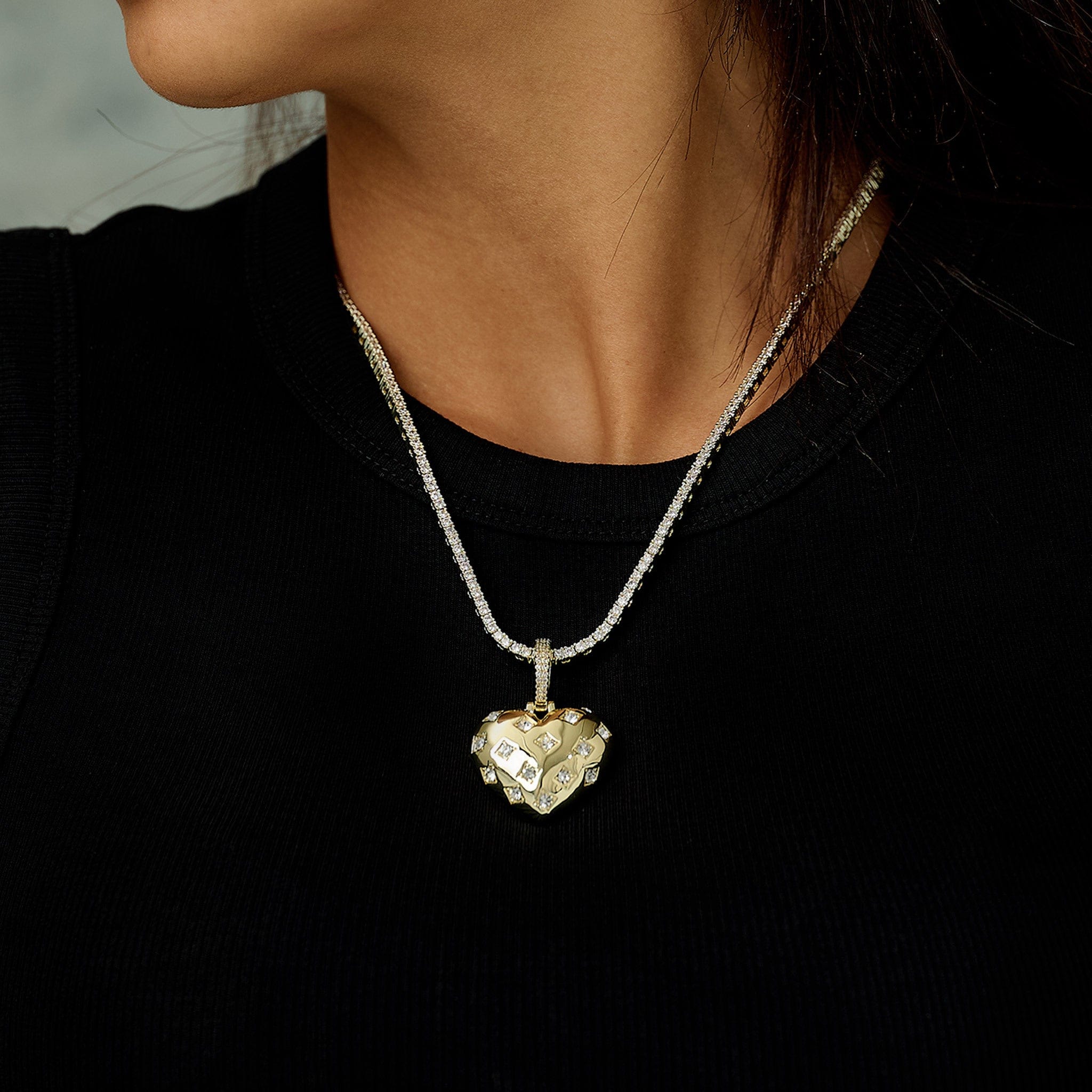 GLD Women Diamond GLD Star Heart Pendant in Yellow Gold