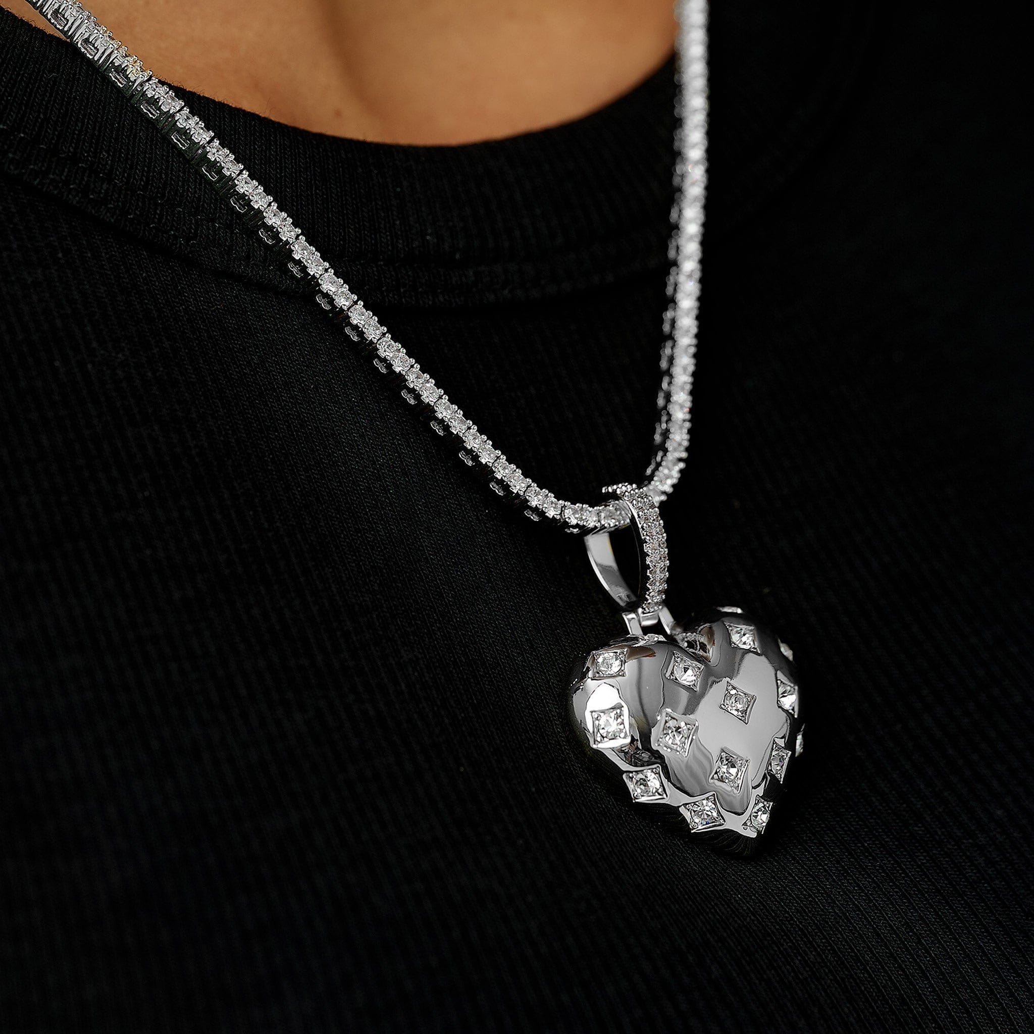 GLD Women Diamond GLD Star Heart Pendant in White Gold