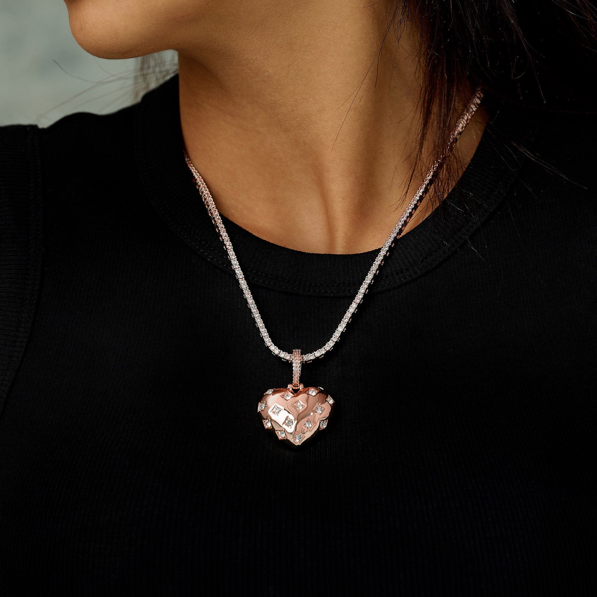 GLD Women Diamond GLD Star Heart Pendant in Rose Gold