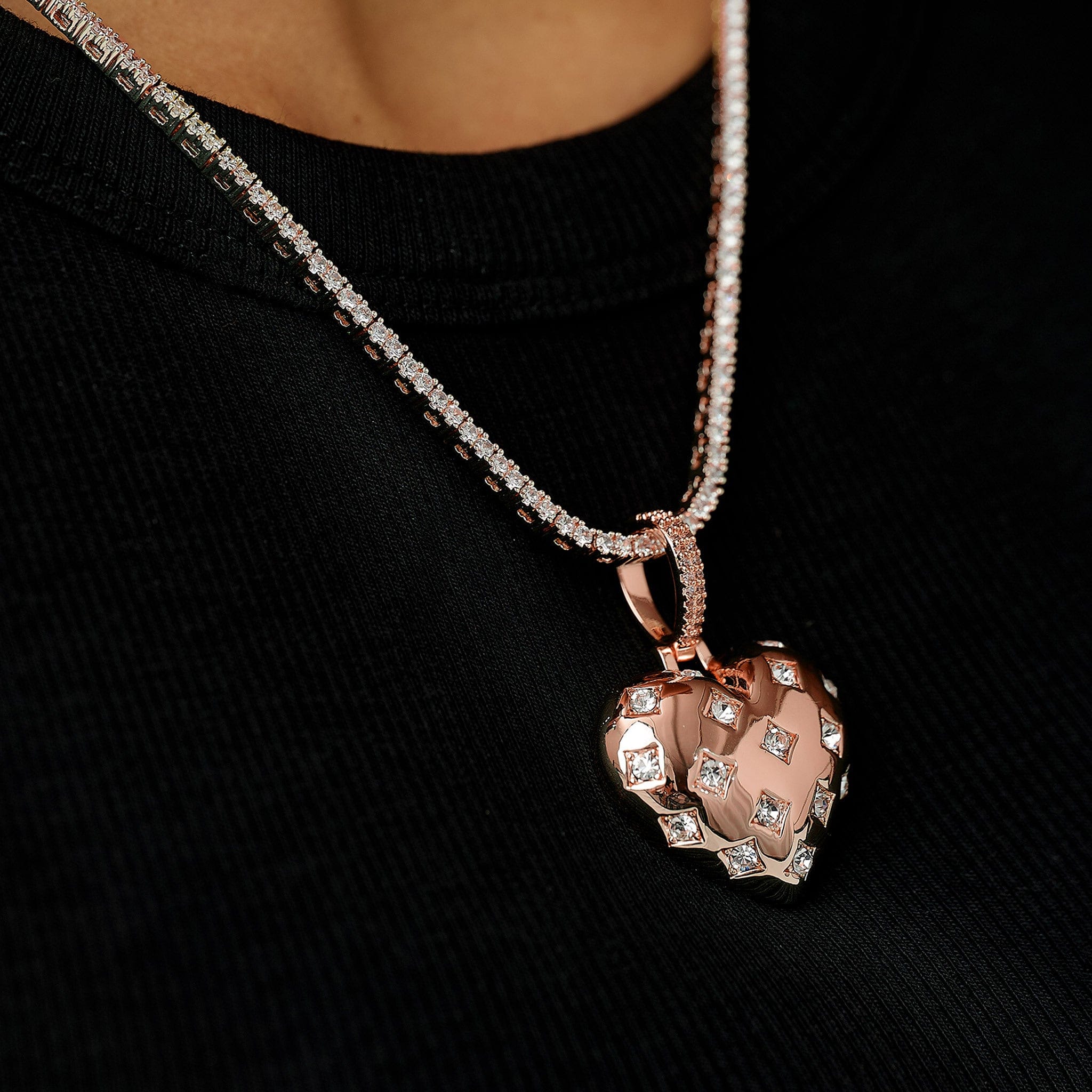 GLD Women Diamond GLD Star Heart Pendant in Rose Gold