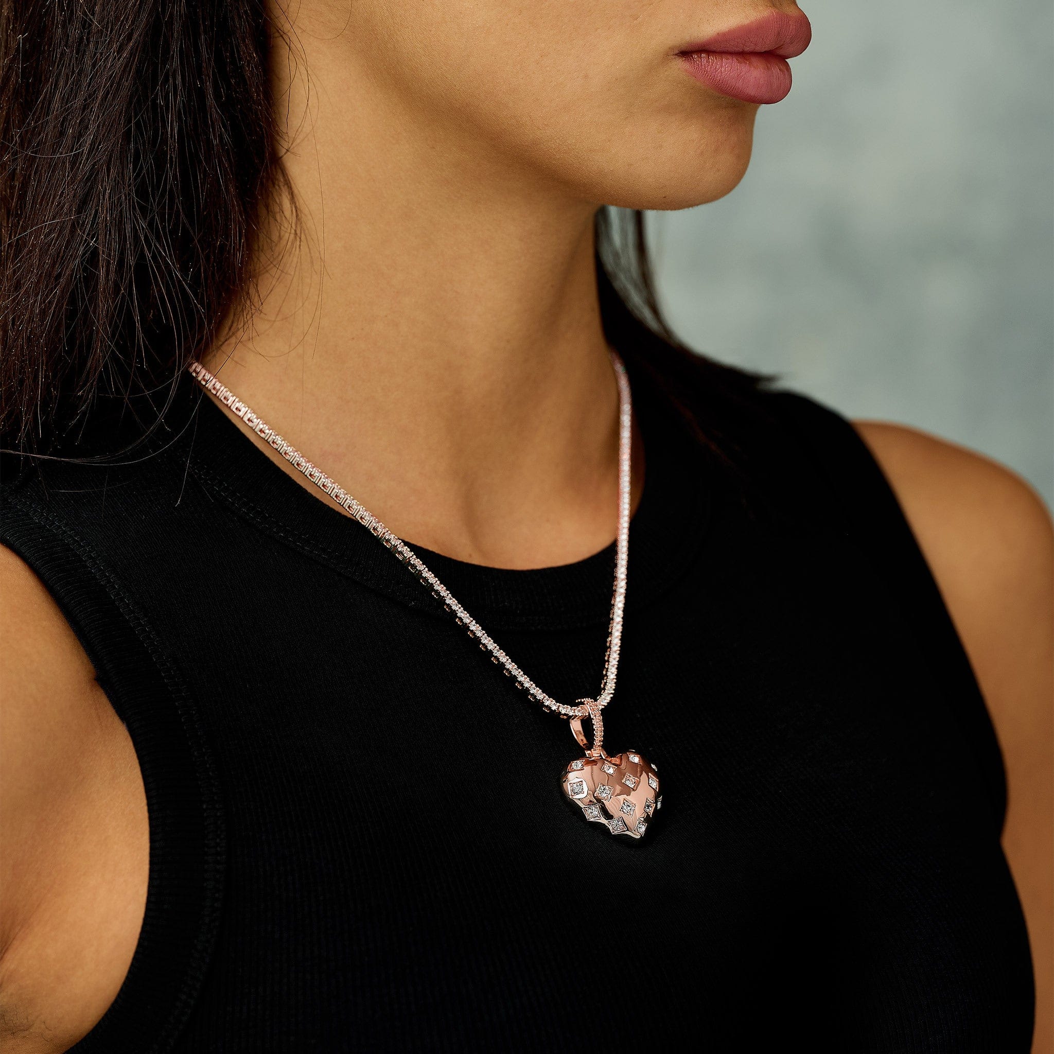 GLD Women Diamond GLD Star Heart Pendant in Rose Gold