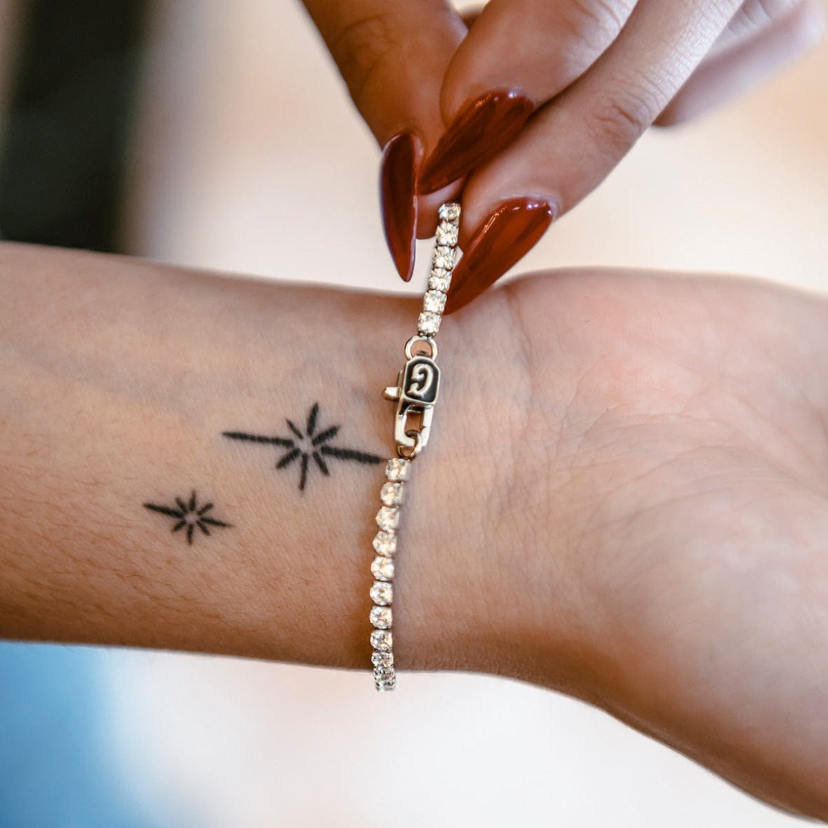 GLD Women Micro Tennis Bracelet in White Gold