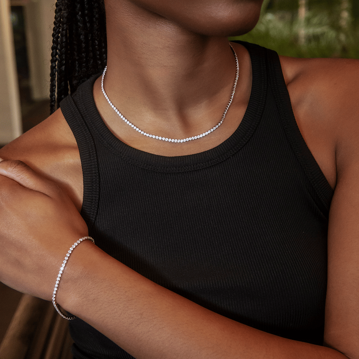 GLD PROMO SETS - WOMEN Micro Tennis Necklace in Rose Gold