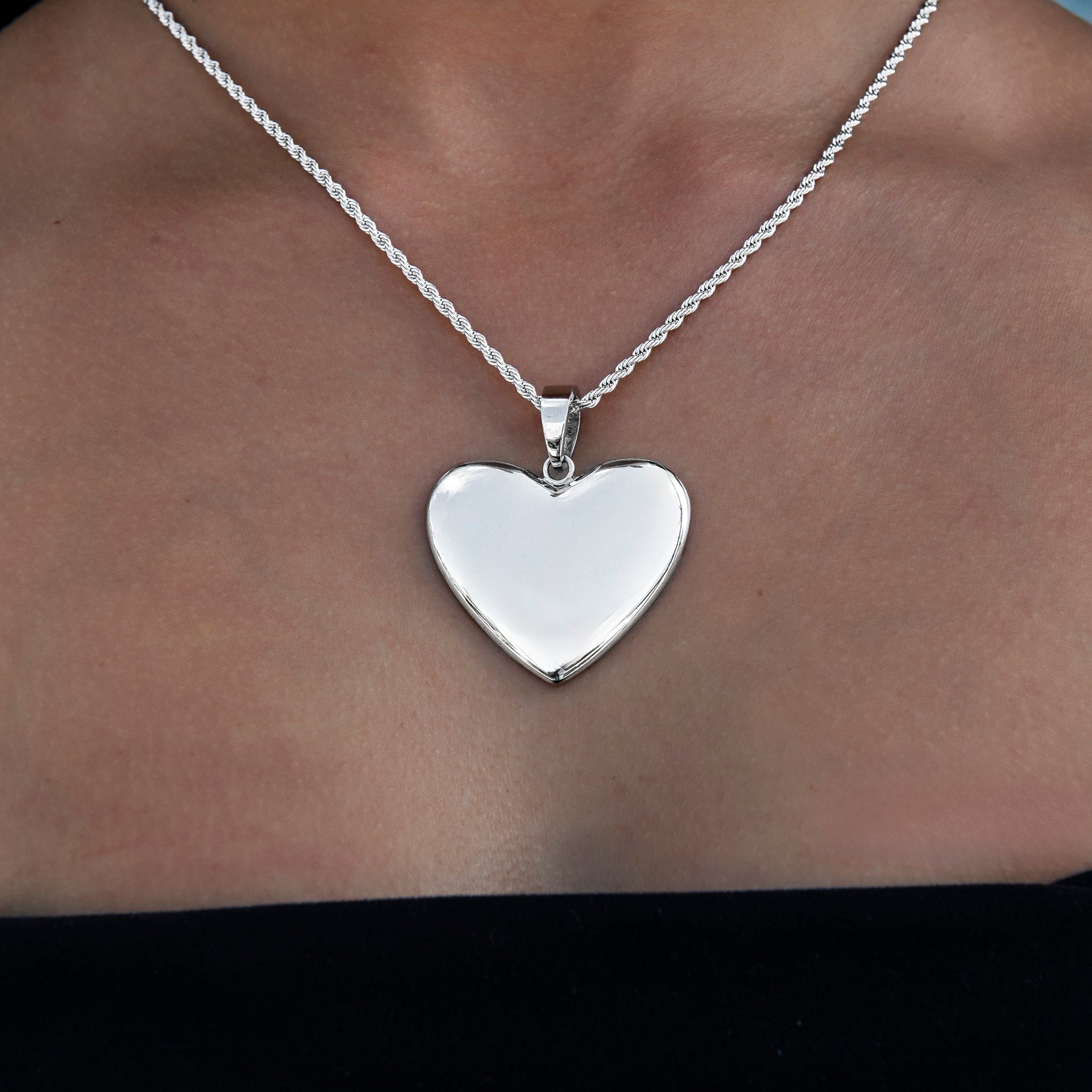 GLD PROMO SETS - WOMEN Simple Heart Pendant in White Gold