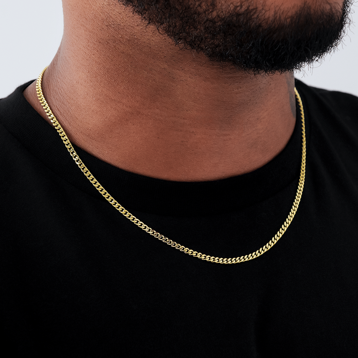 GLD Men GLD Micro Cuban Chain in Yellow Gold - 3 mm