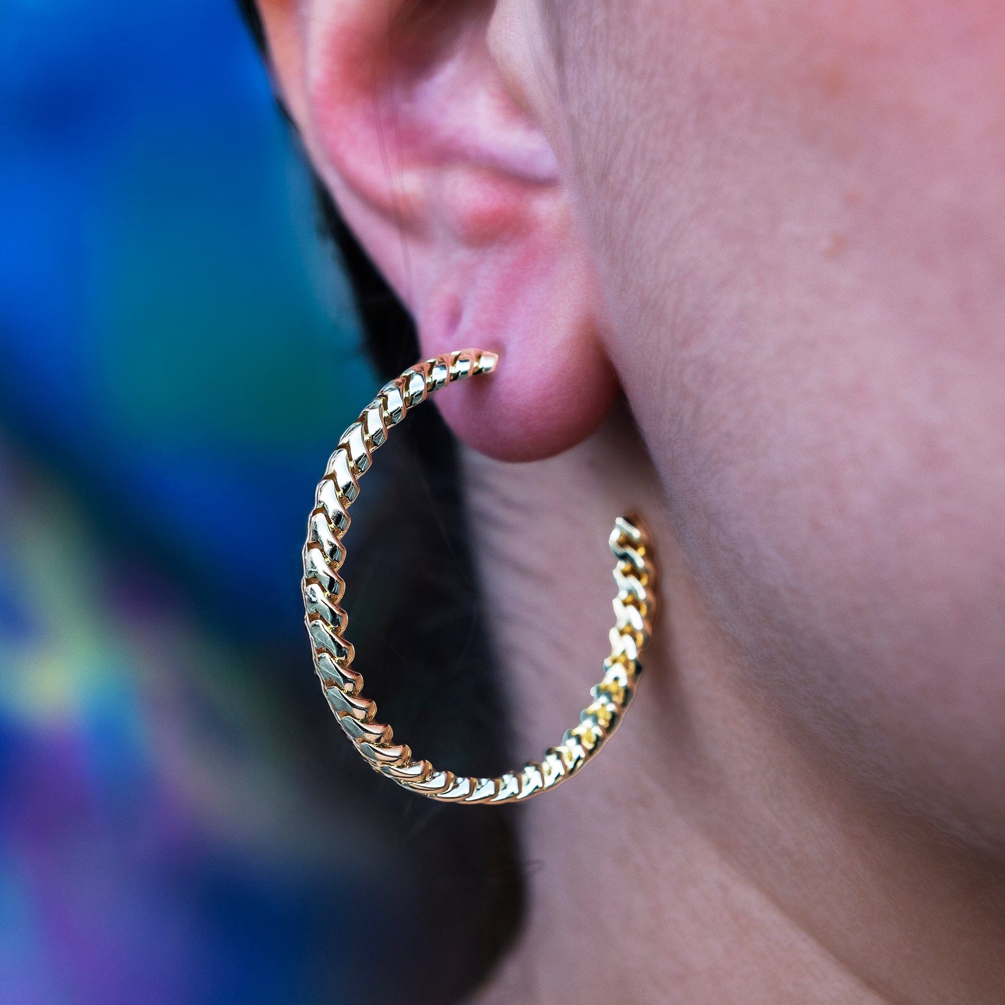GLD Women GLD Micro Cuban Prong Hoop Earrings in Yellow Gold - 6 mm