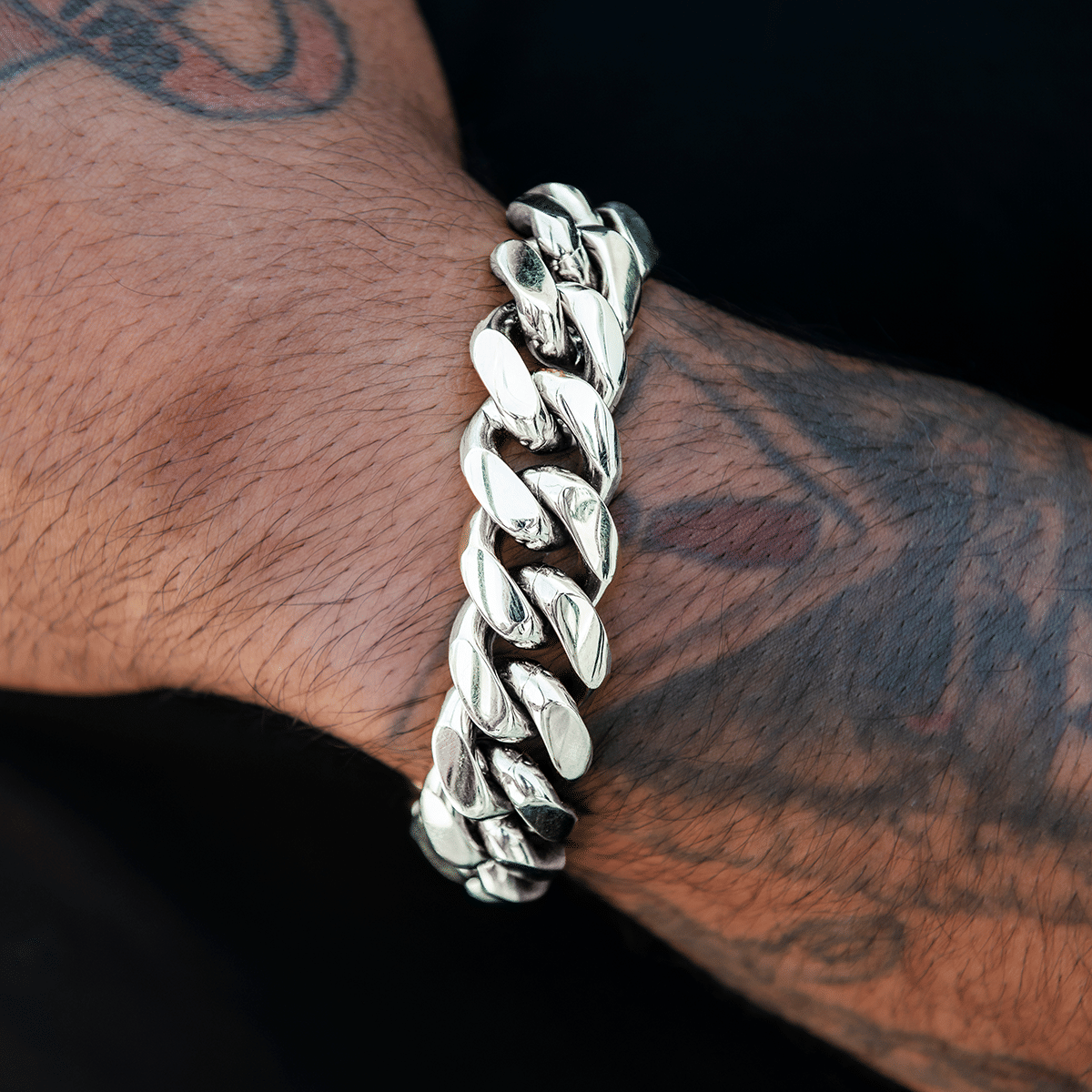 GLD Men GLD Signature Cuban Link Bracelet in White Gold - 19 mm