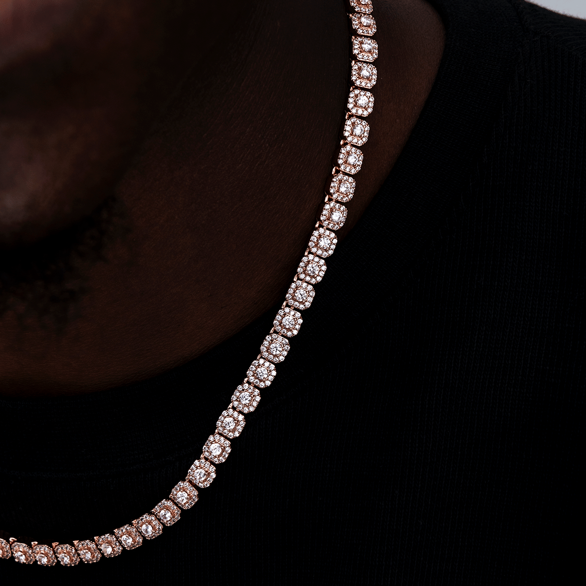 GLD Men GLD Micro Clustered Tennis Chain in Rose Gold